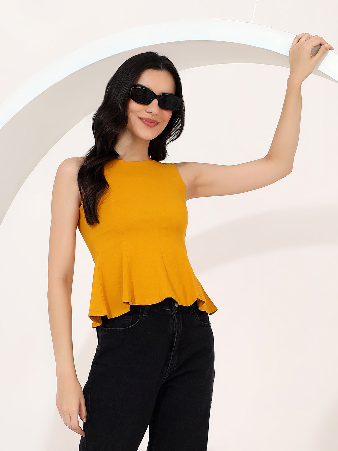 Yellow peplum top