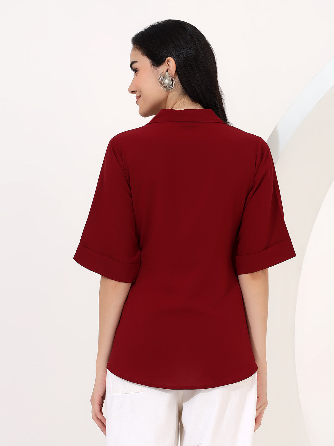 Burgundy wrap top
