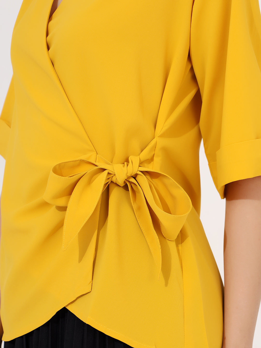 yellow wrap top