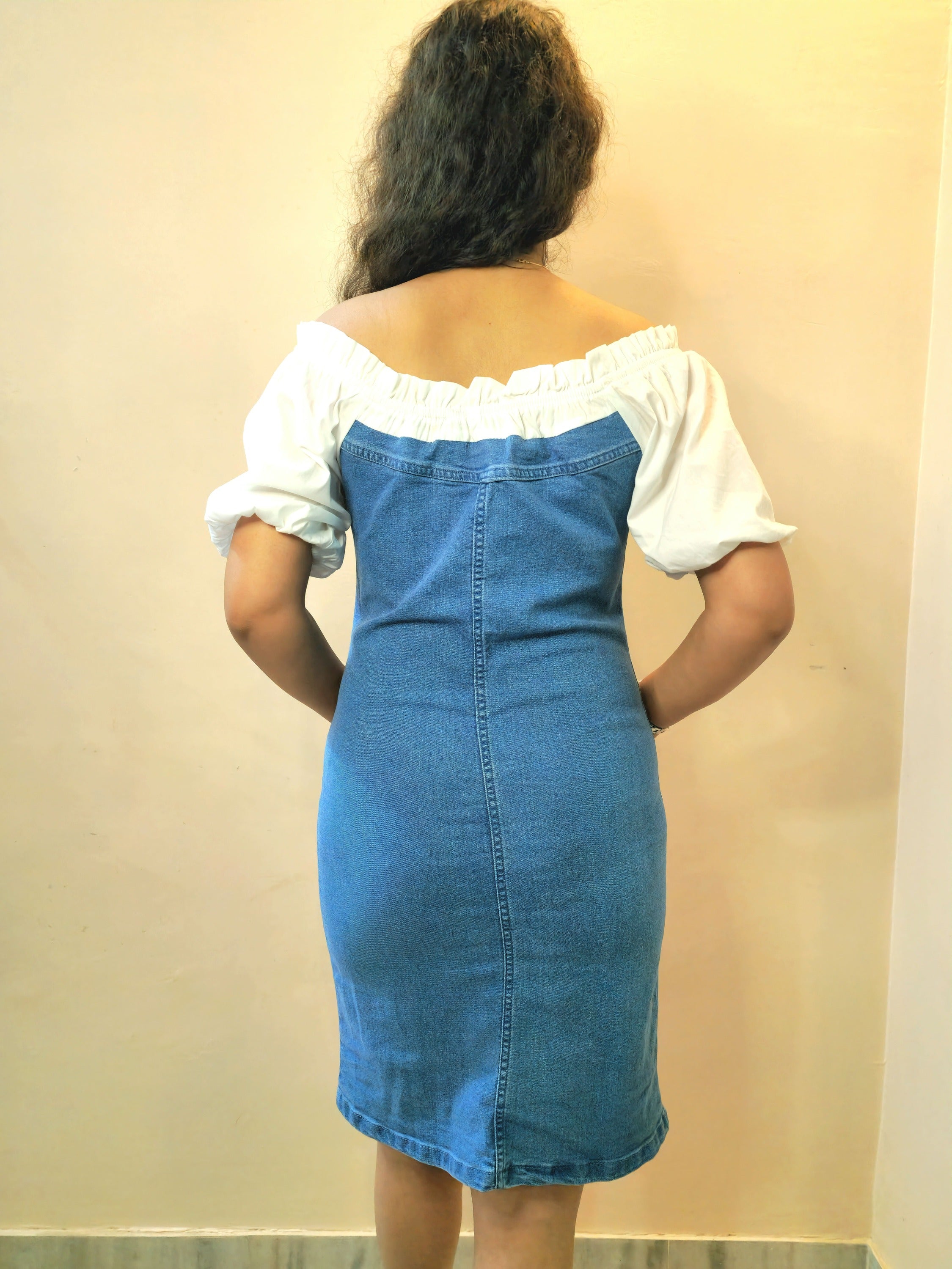 Jeans off shoulder dress