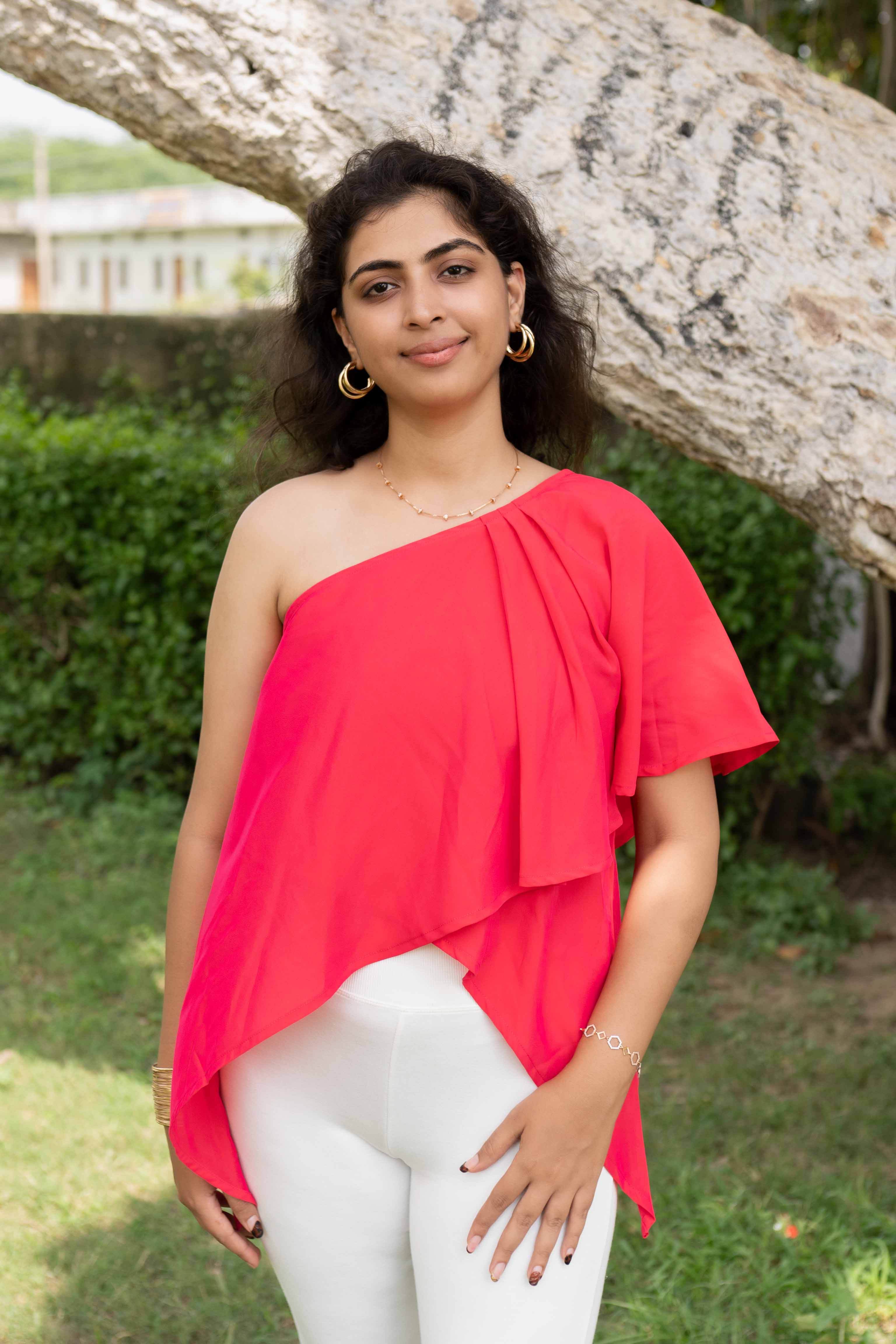 pink one shoulder top