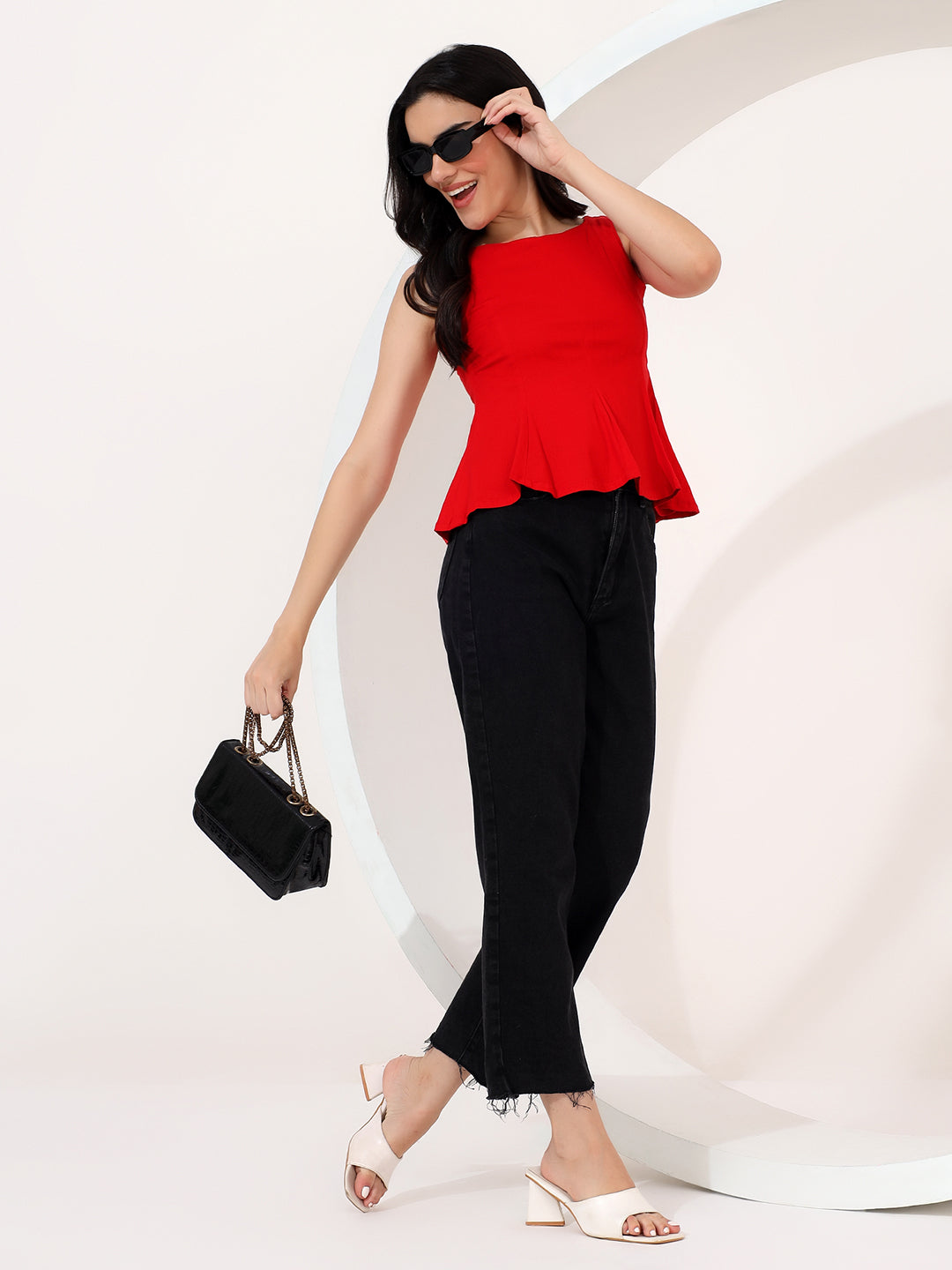 Red peplum top