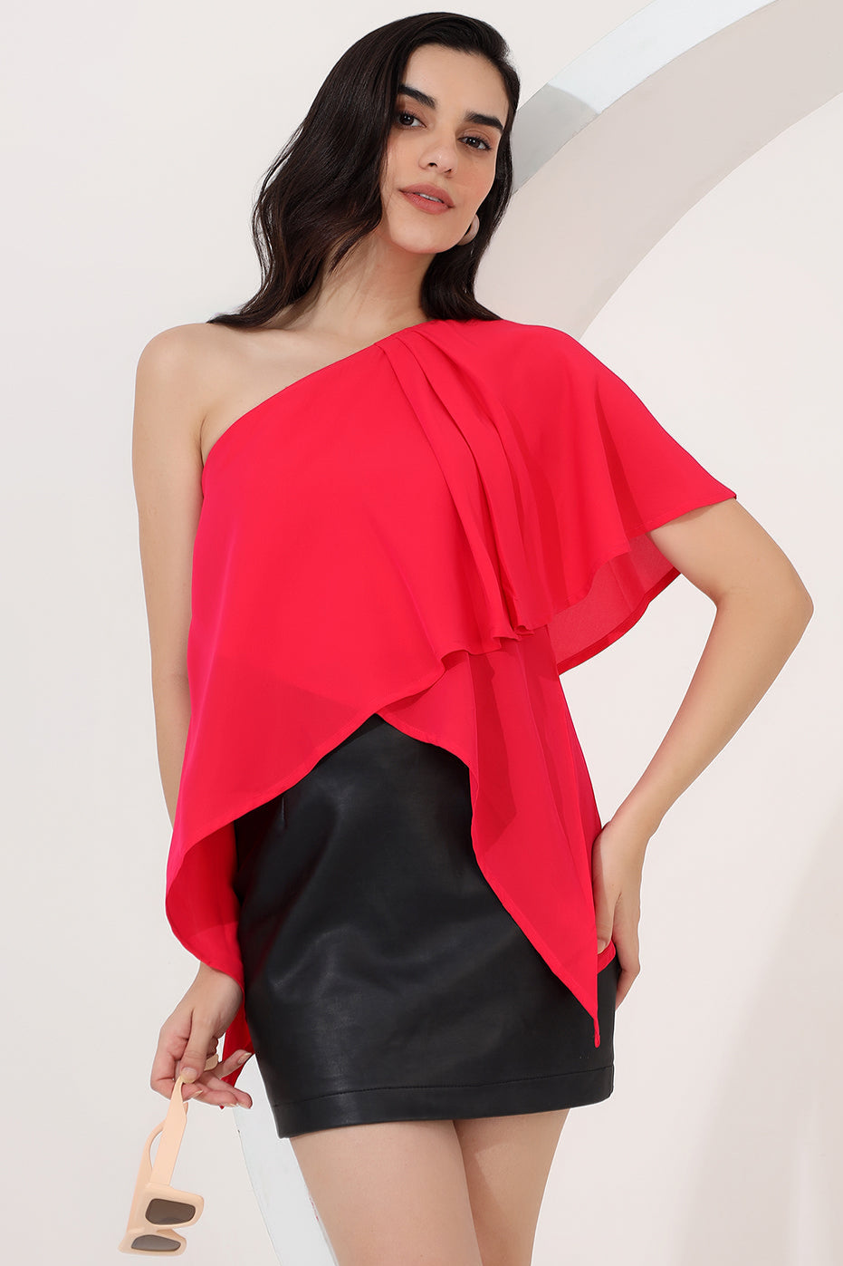 pink one shoulder top