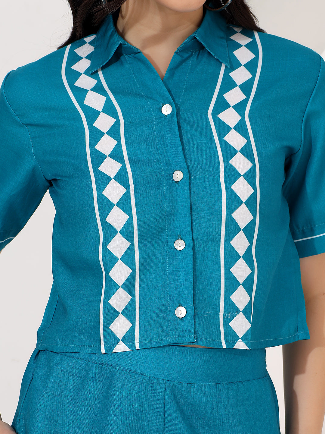 Teal blue printed co-ord set