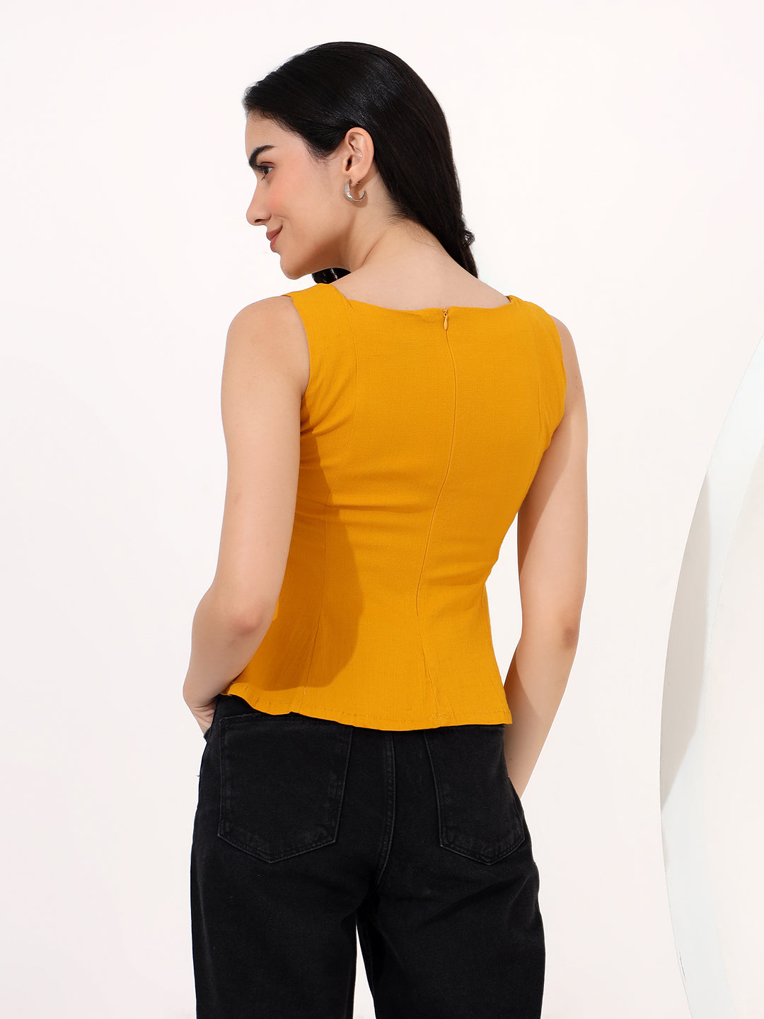 Yellow peplum top