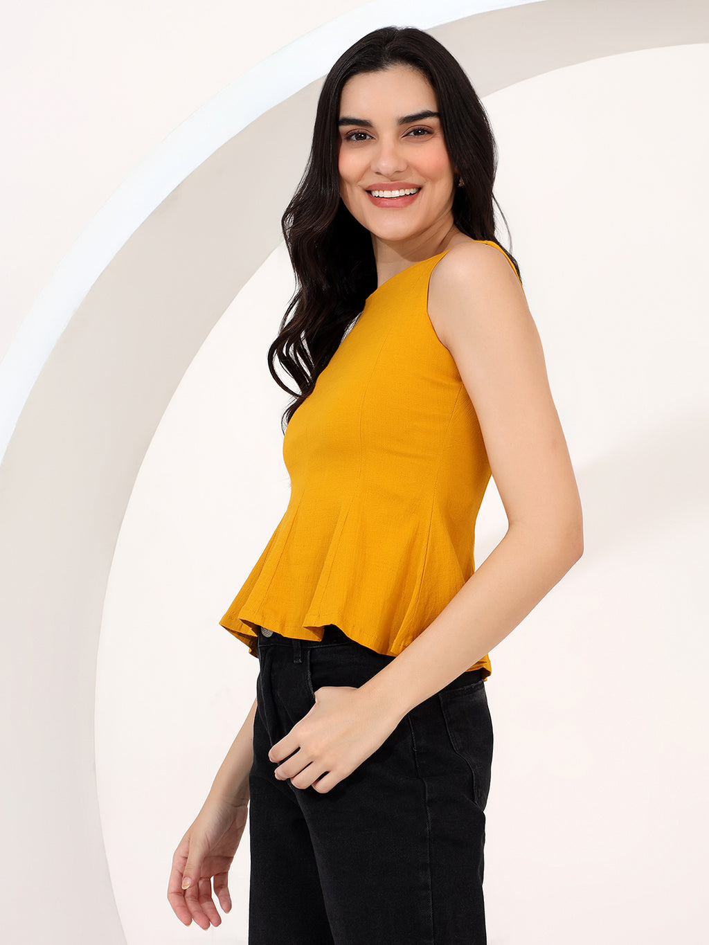Yellow peplum top