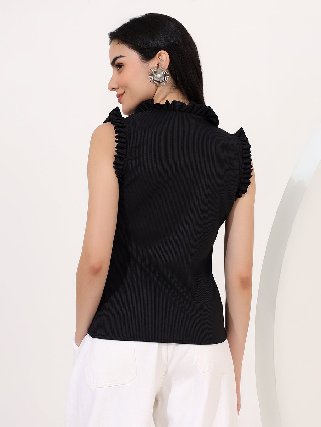 Black frill top
