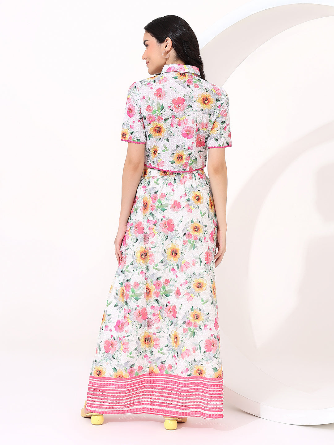 White embroidered floral co-ord set