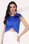 satin blue bow top