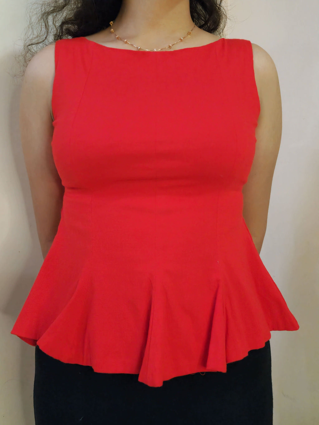 Red peplum top