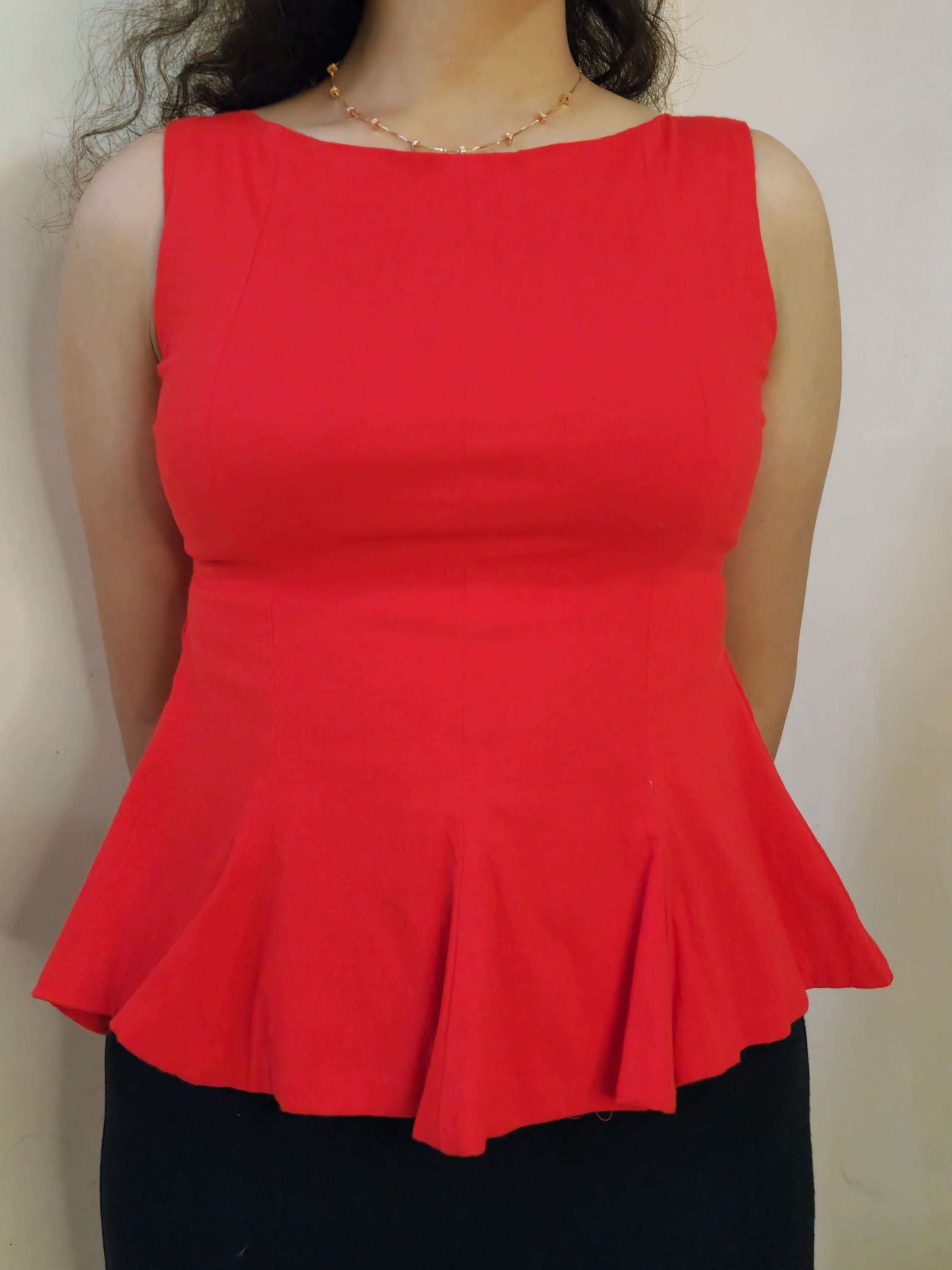 Red peplum top