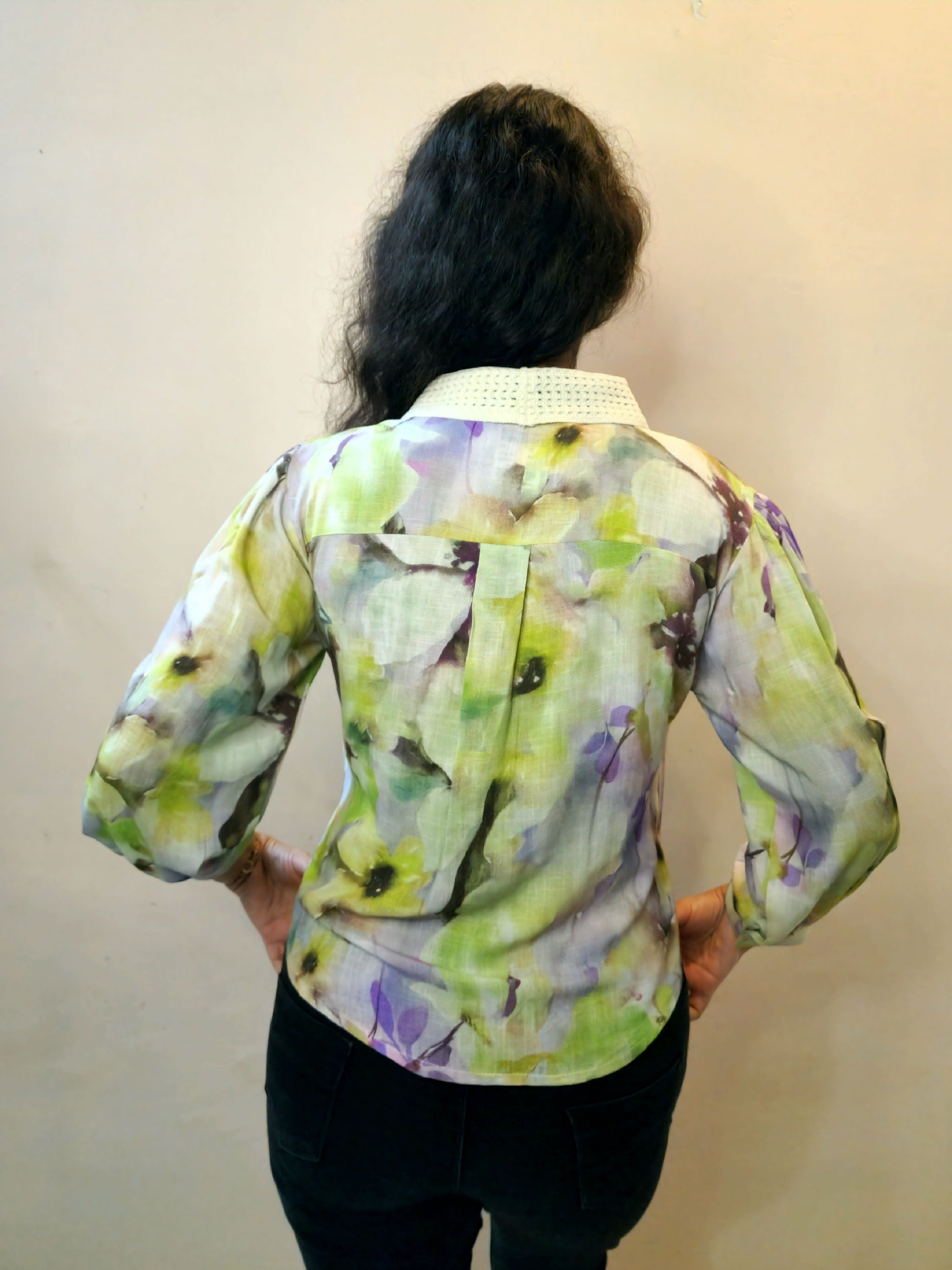 Printed crochet top