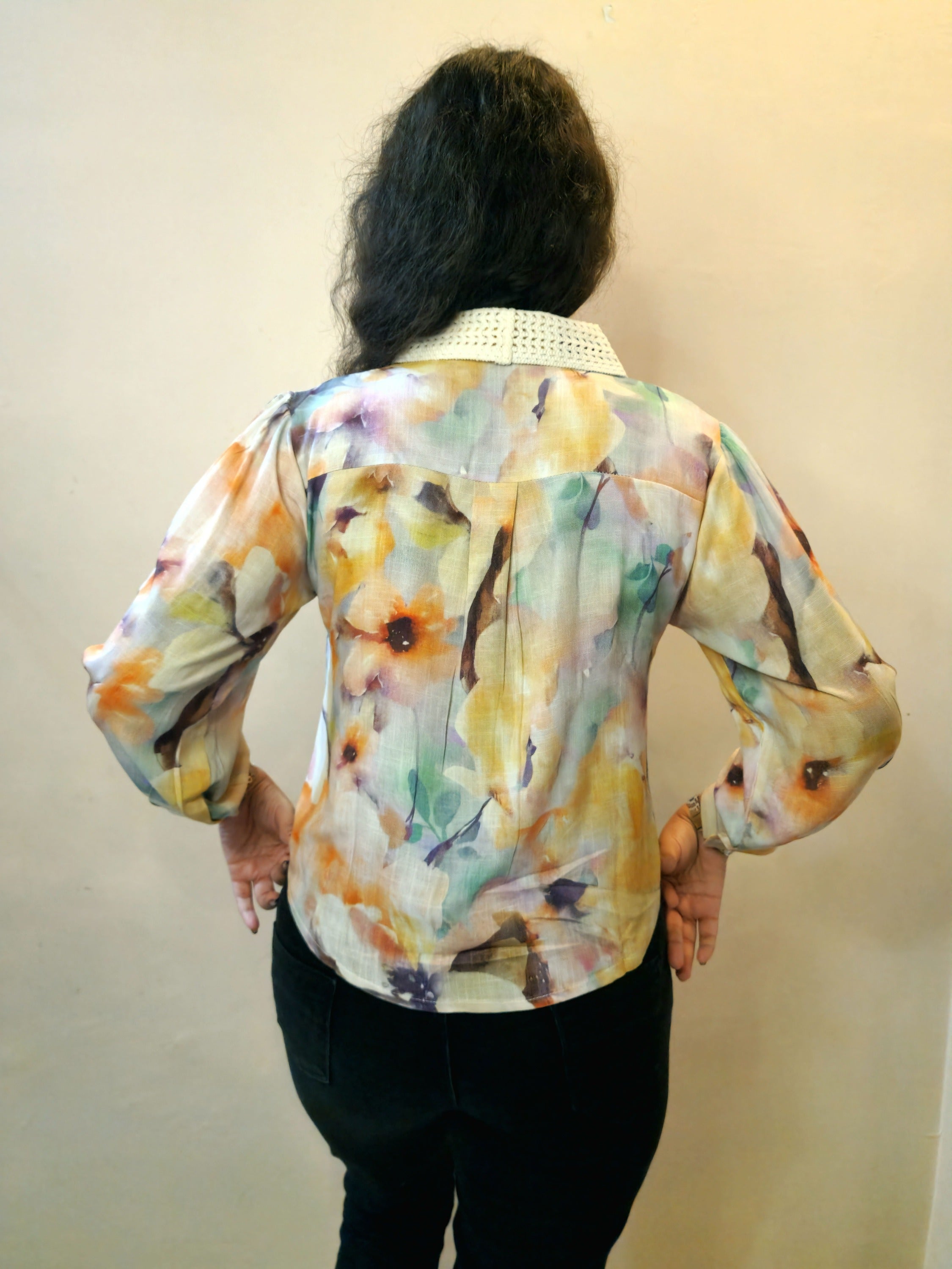 Printed crochet top