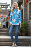 Satin flower print shirt