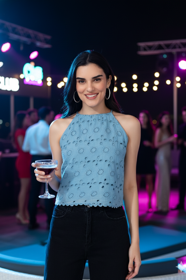 light blue halter neck Shefali top