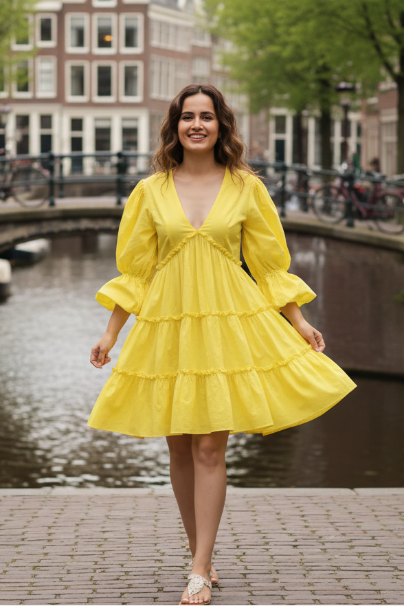 Butter yellow cotton dress