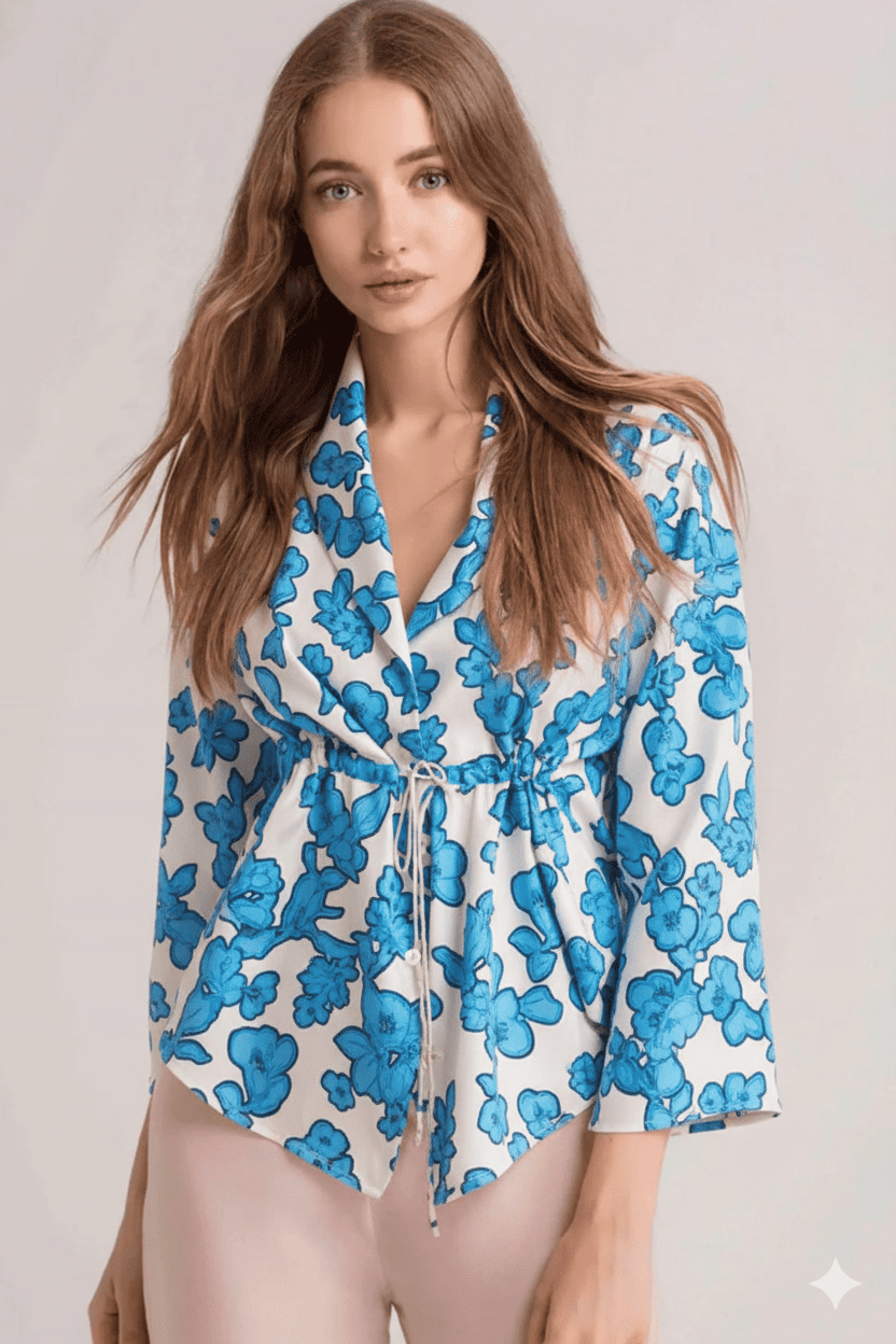 Flower Print Satin Casual Shirt