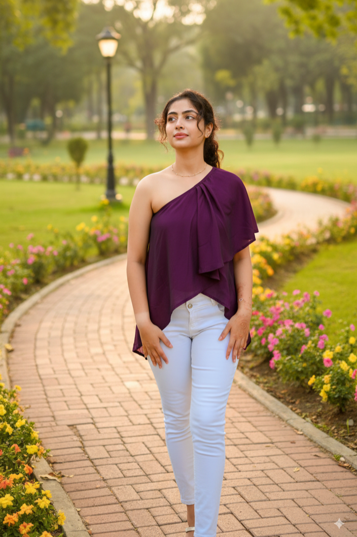 Violate one shoulder top