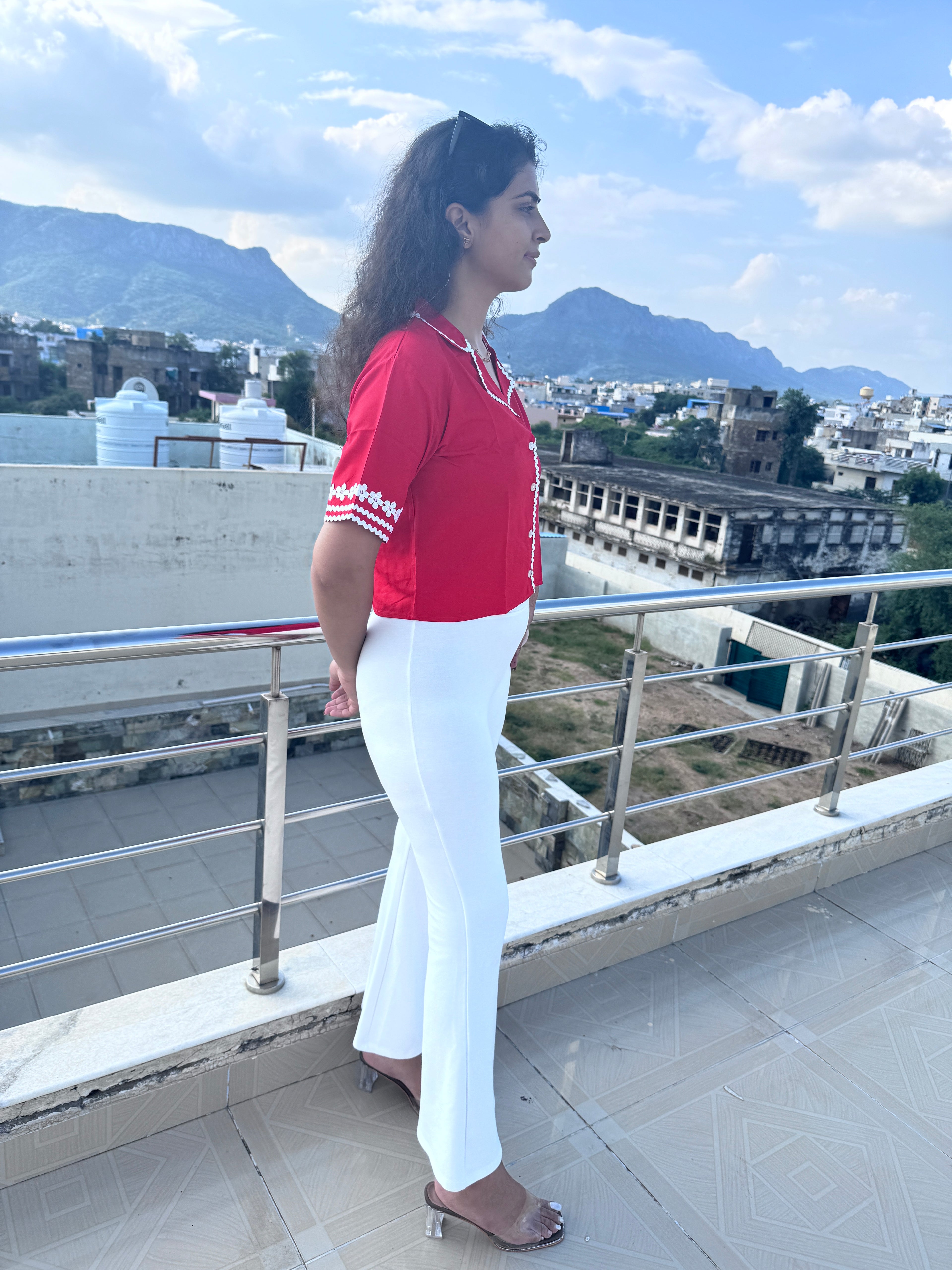 Red lace top