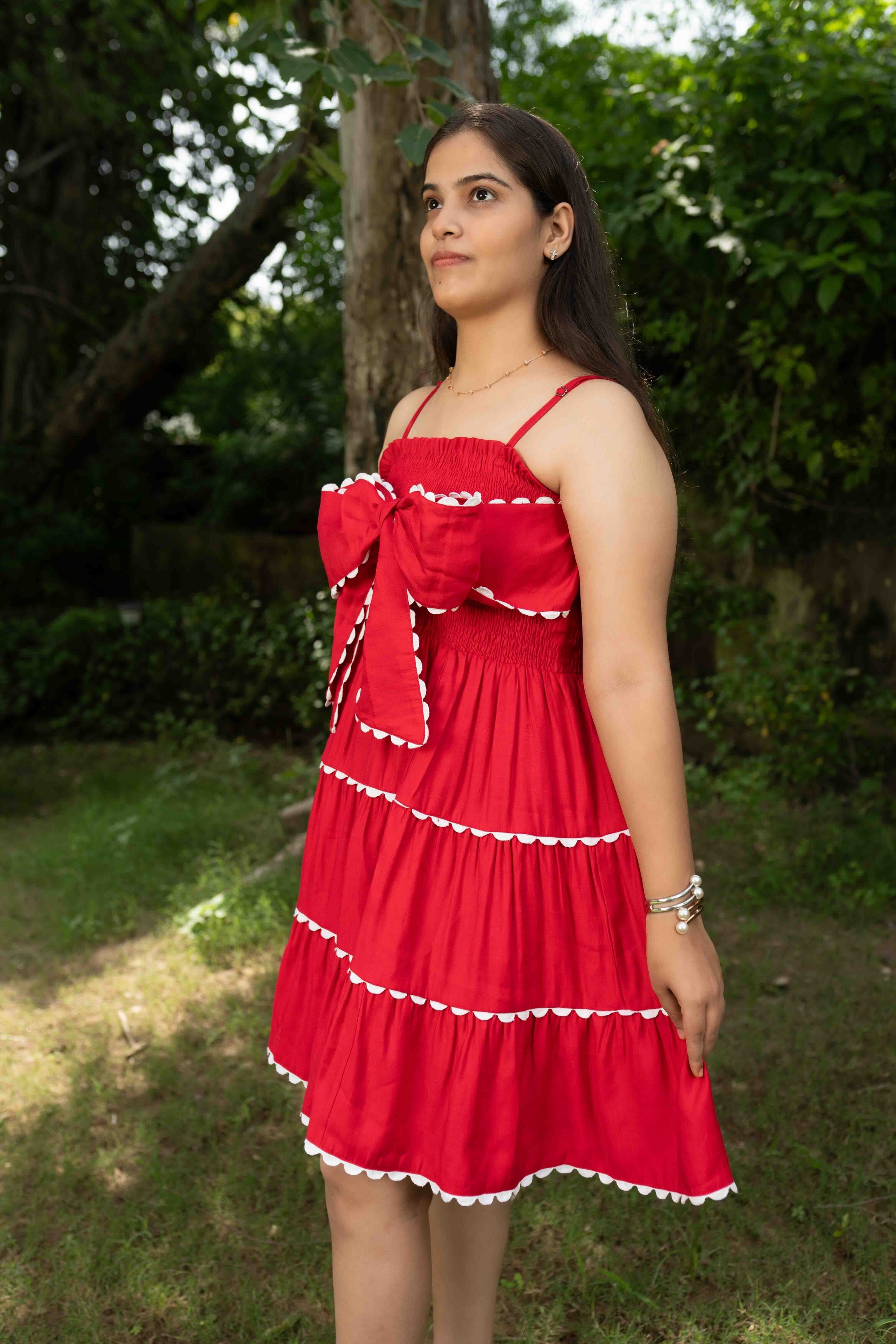 Bright pink bow dress