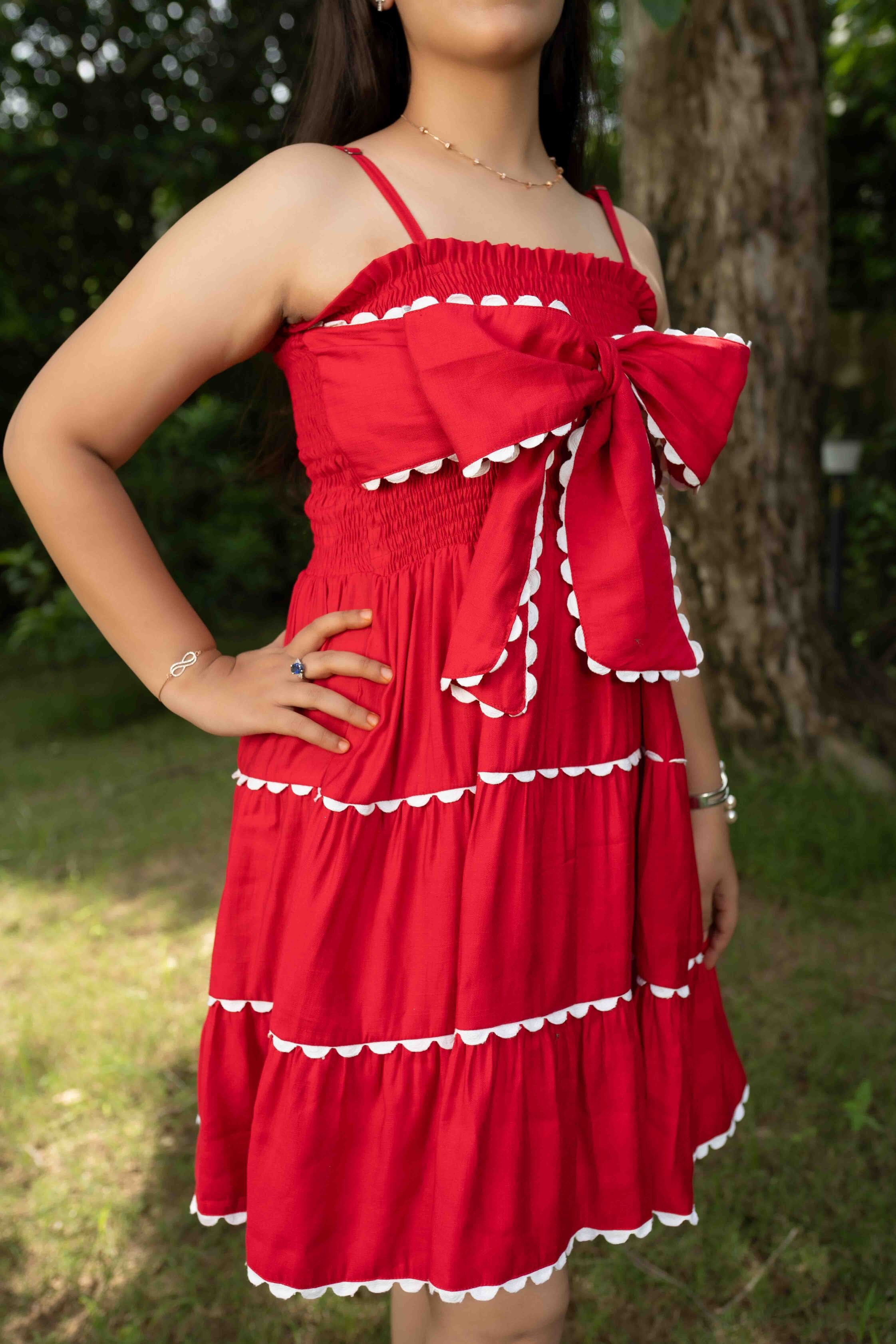 Bright pink bow dress