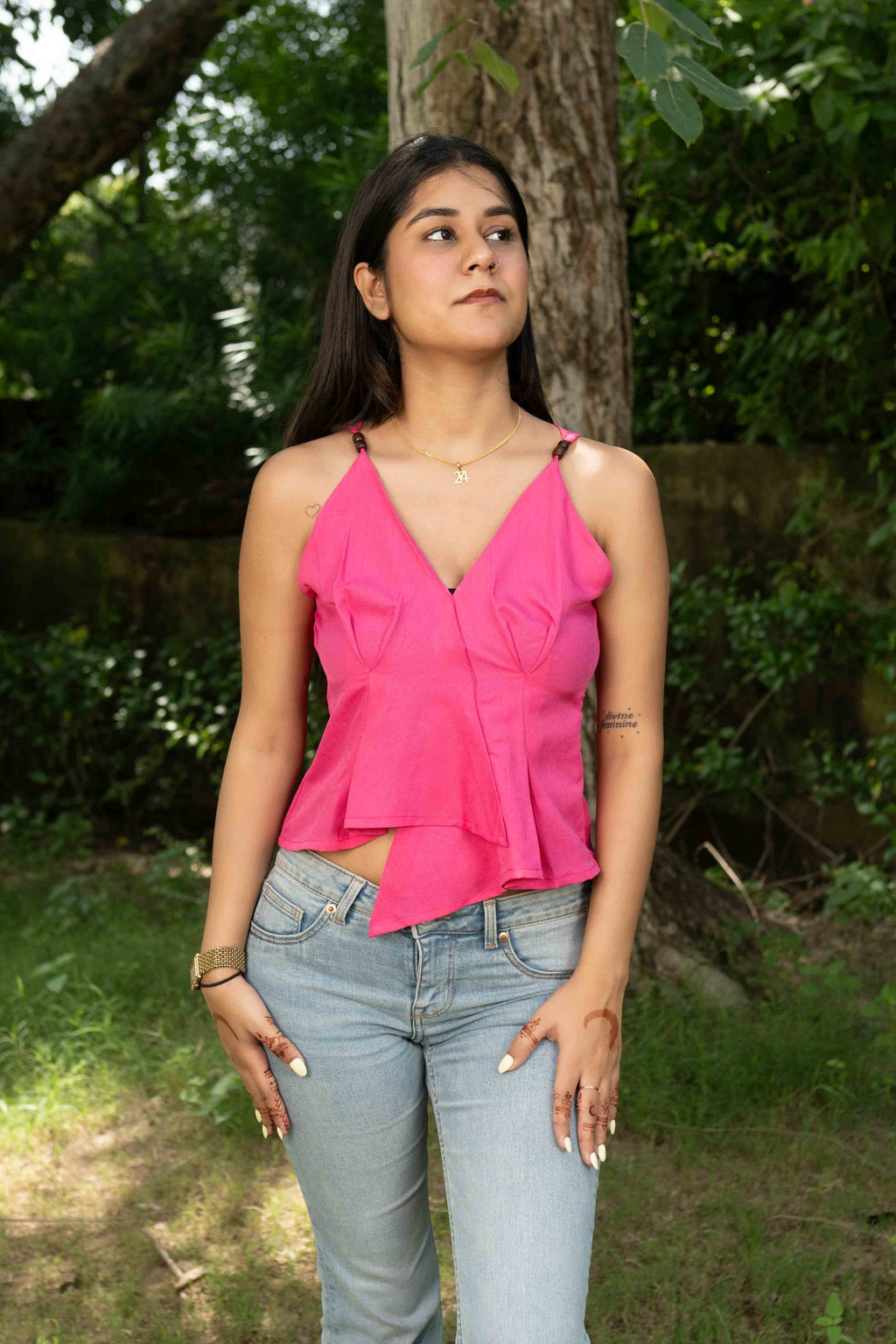 pink strap top
