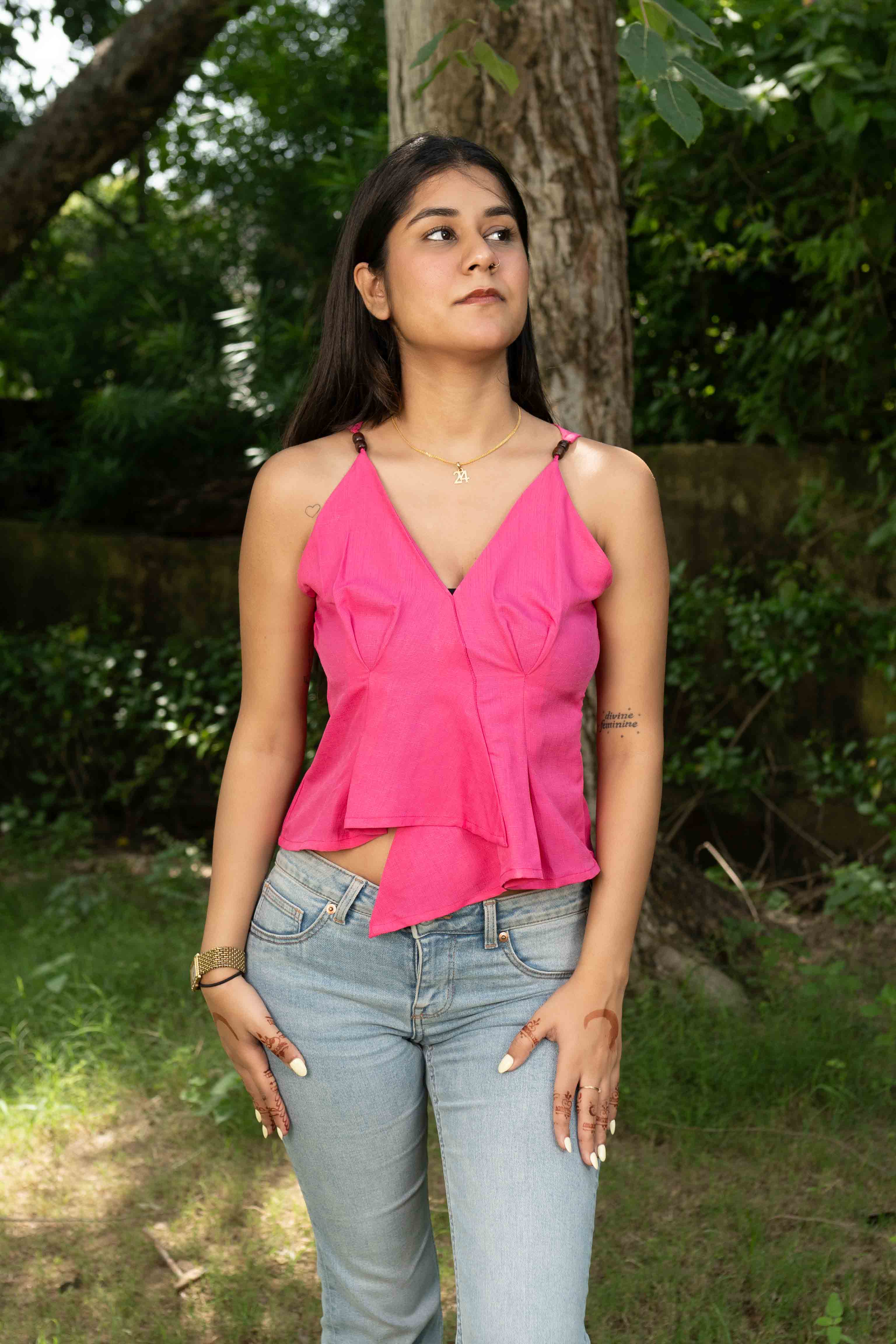 pink strap top