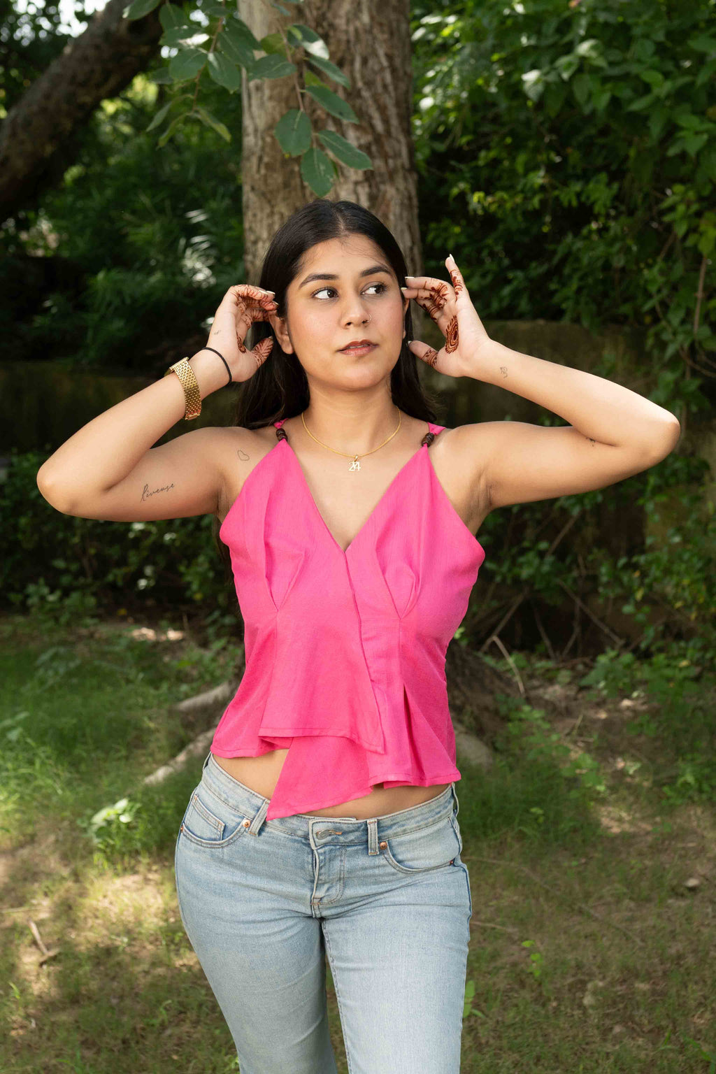 pink strap top