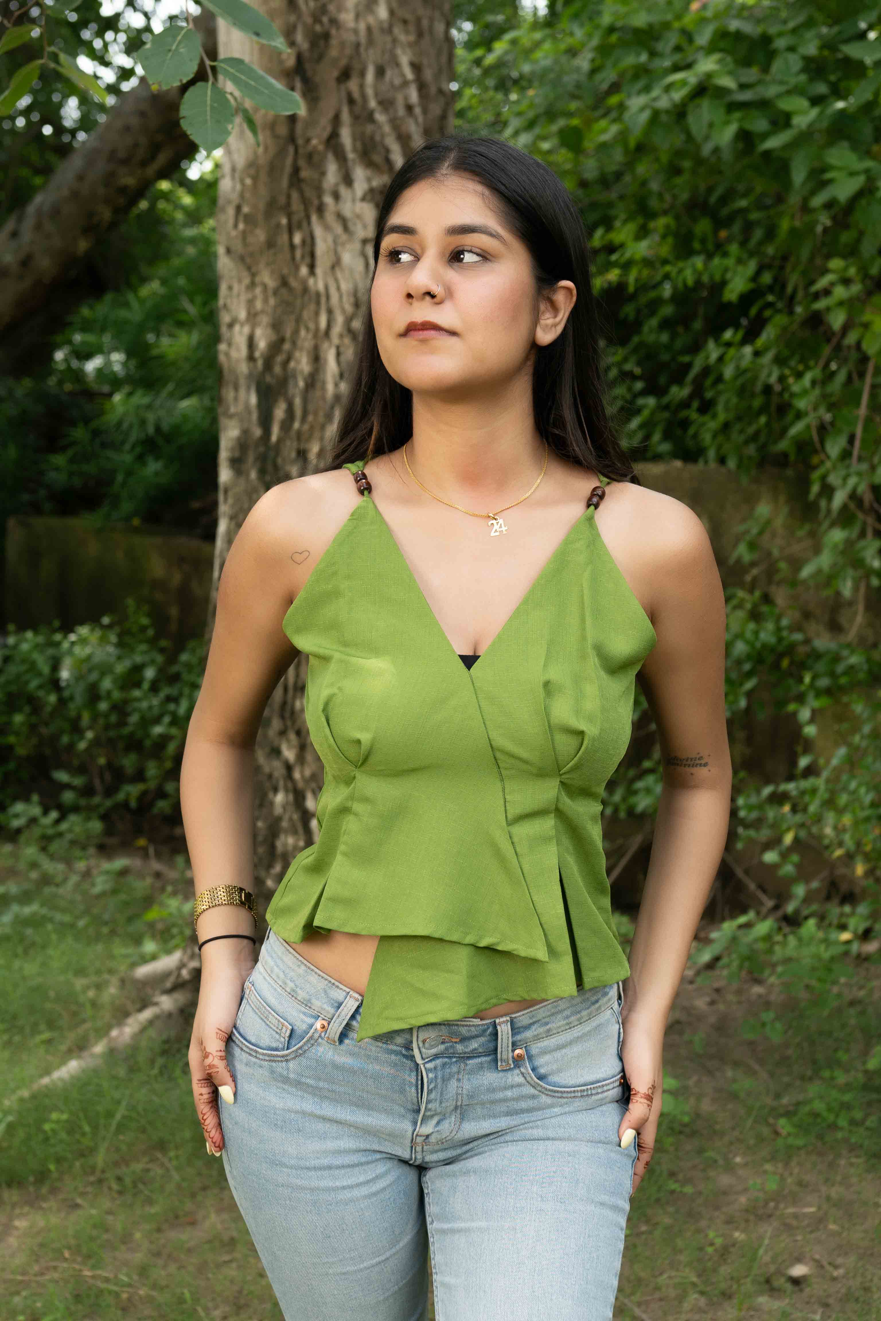 Green strap top