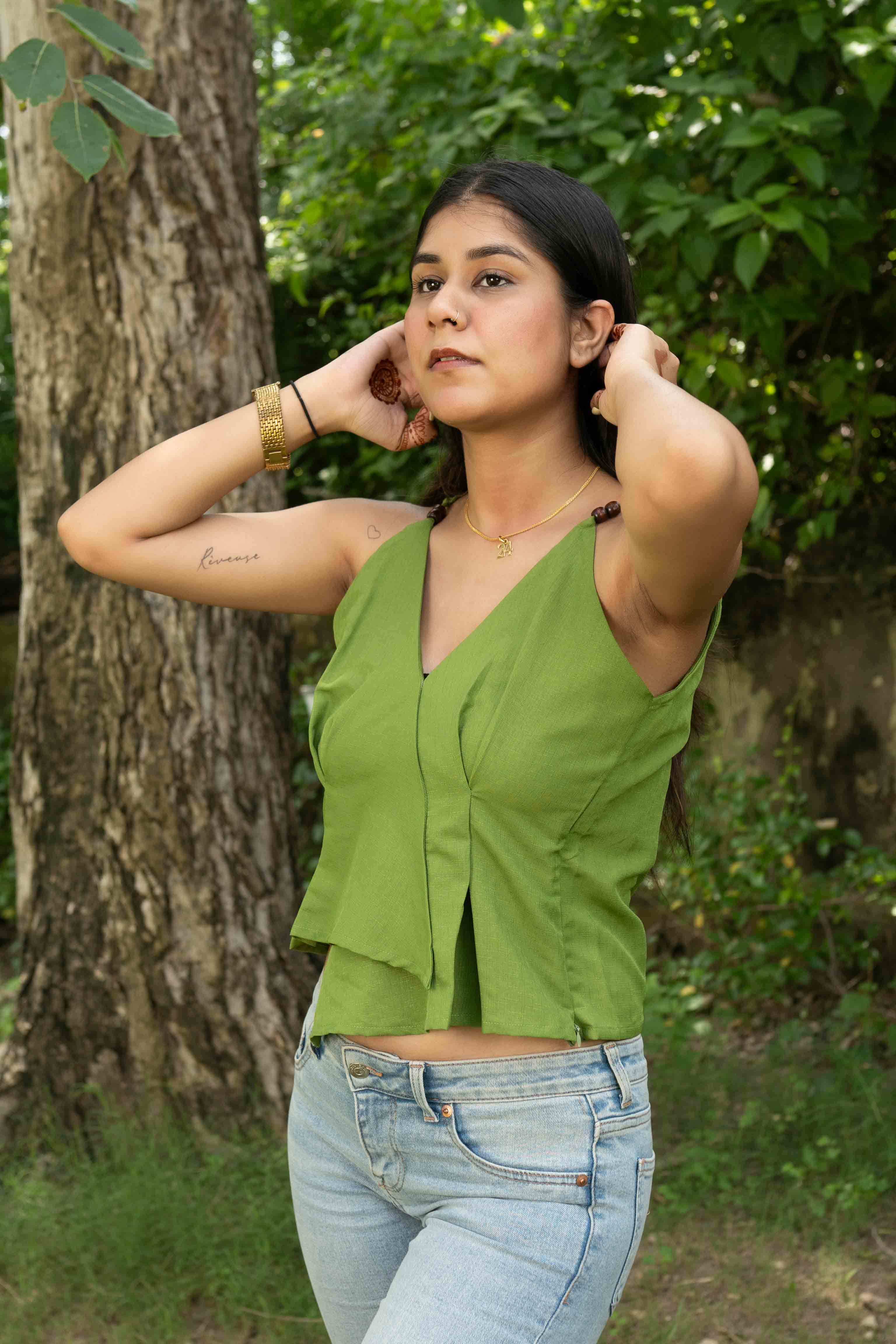 Green strap top