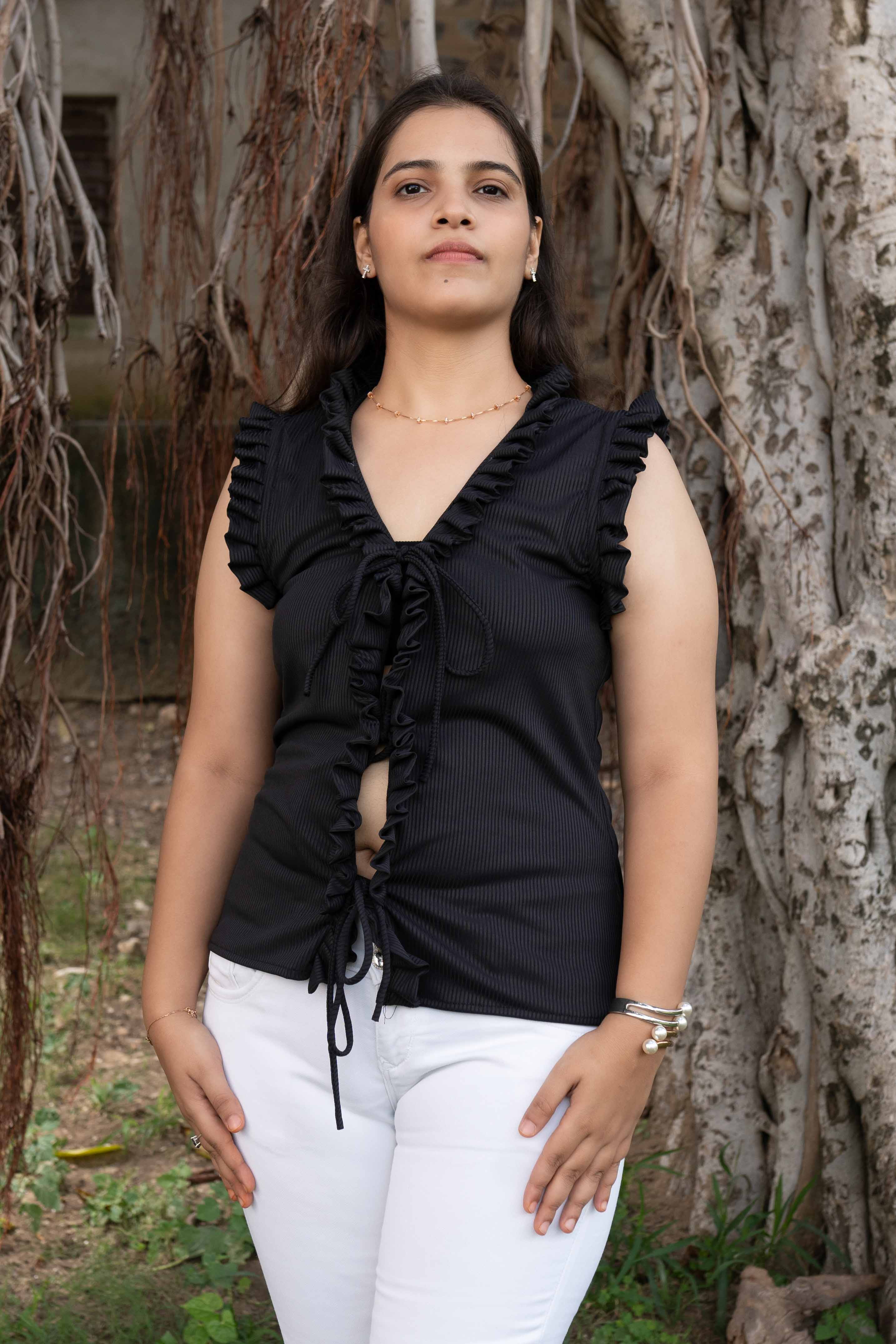 Black frill top