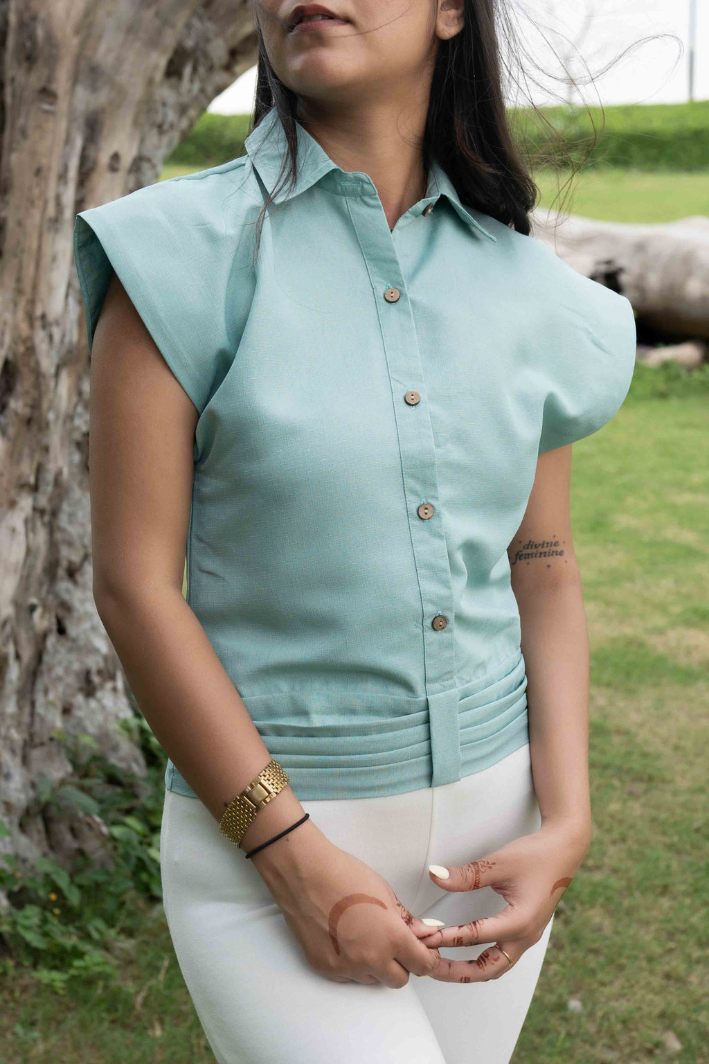 Aqua power shoulder top