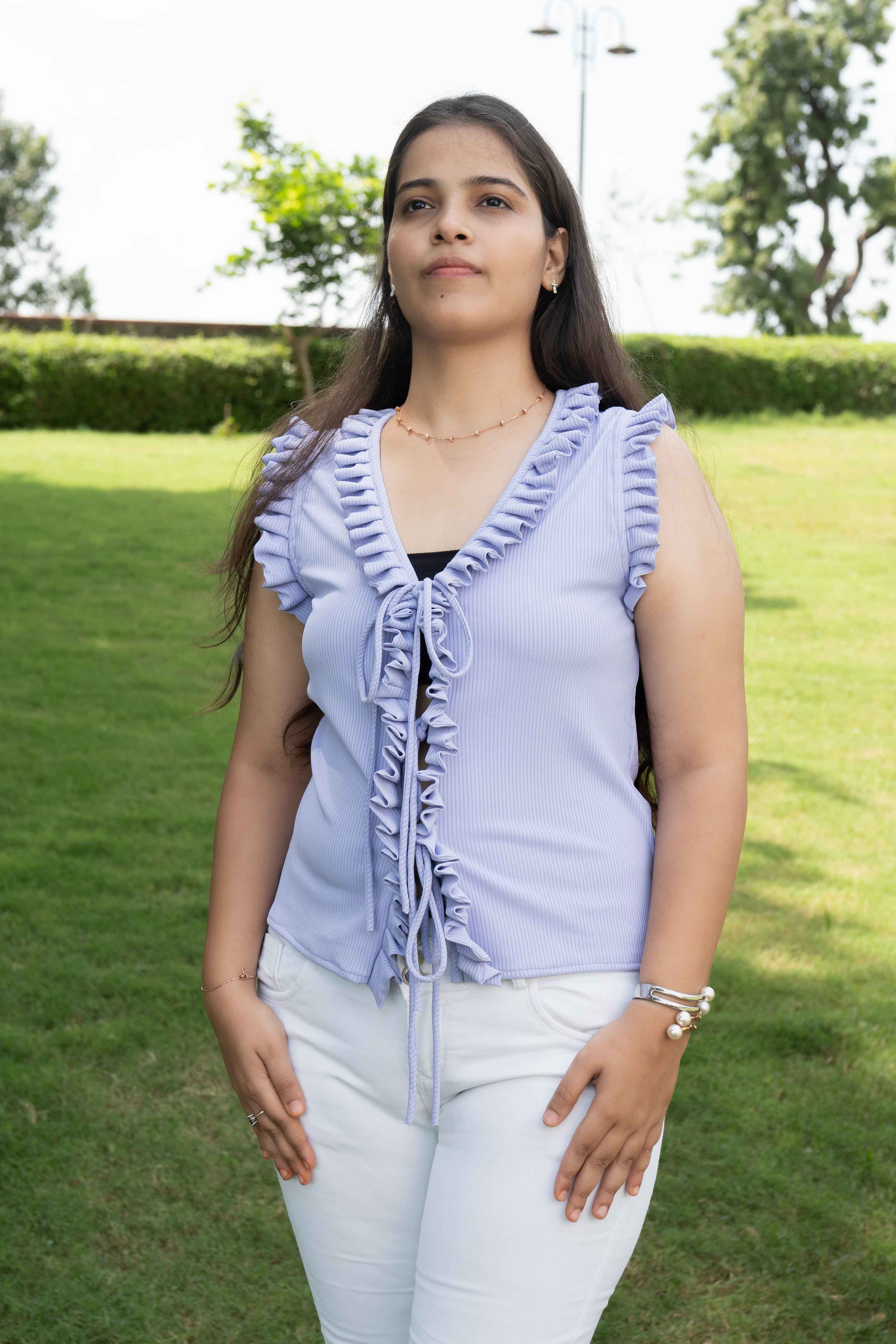 Lavender frill top