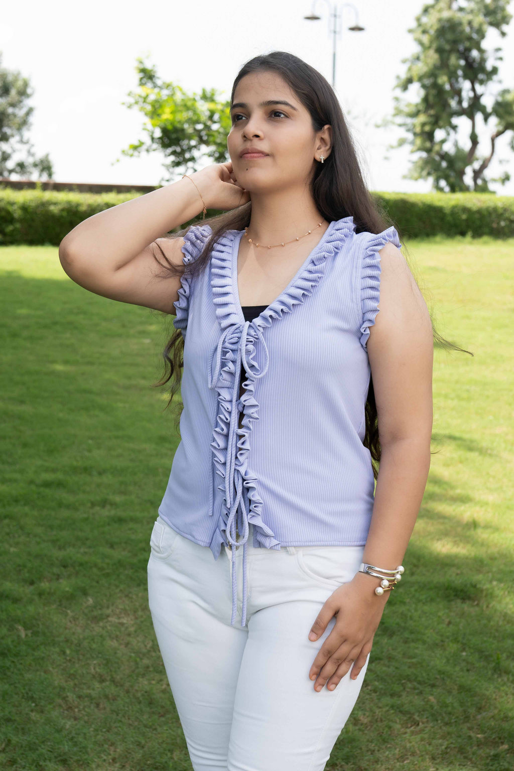Lavender frill top