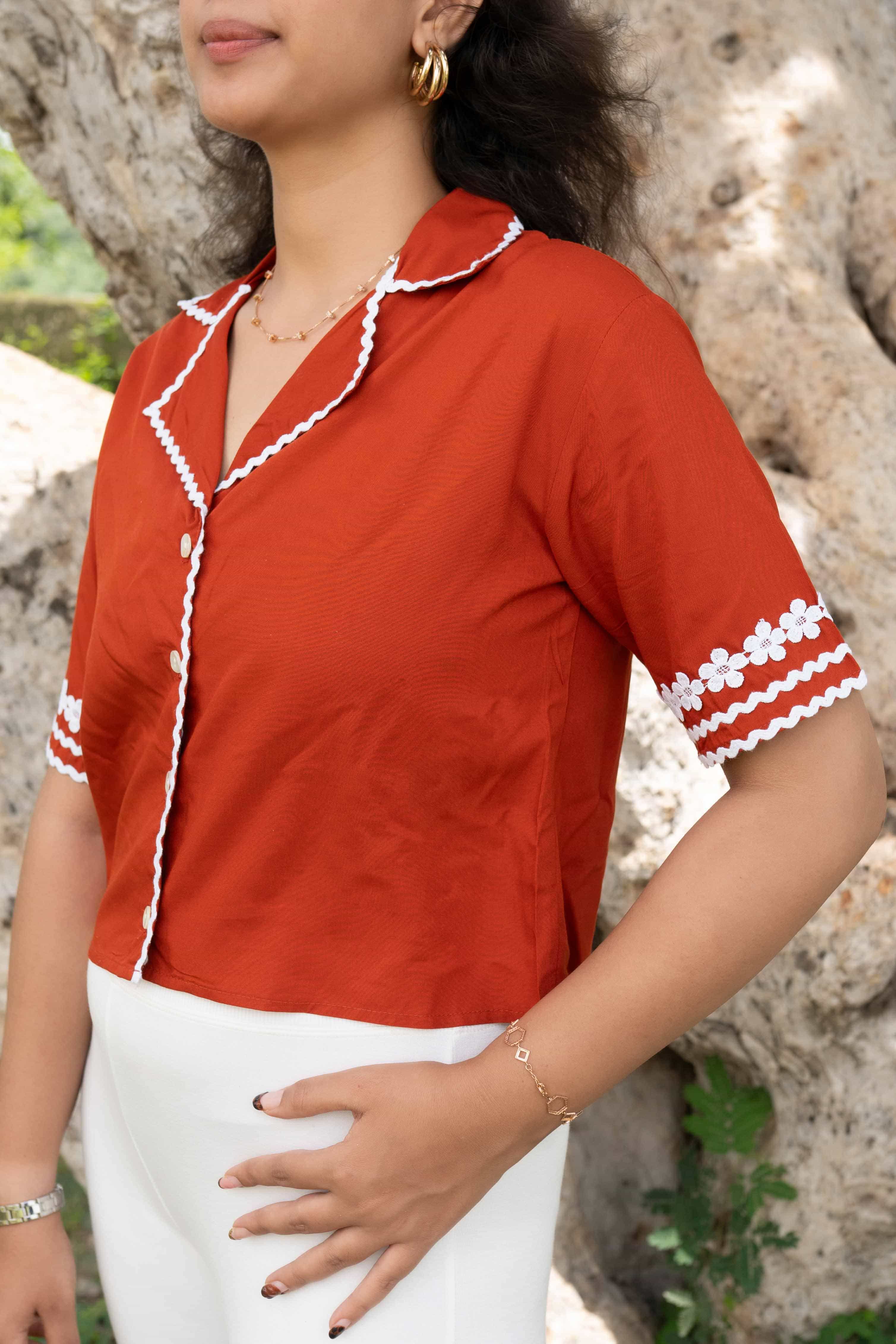 Terracotta lace top