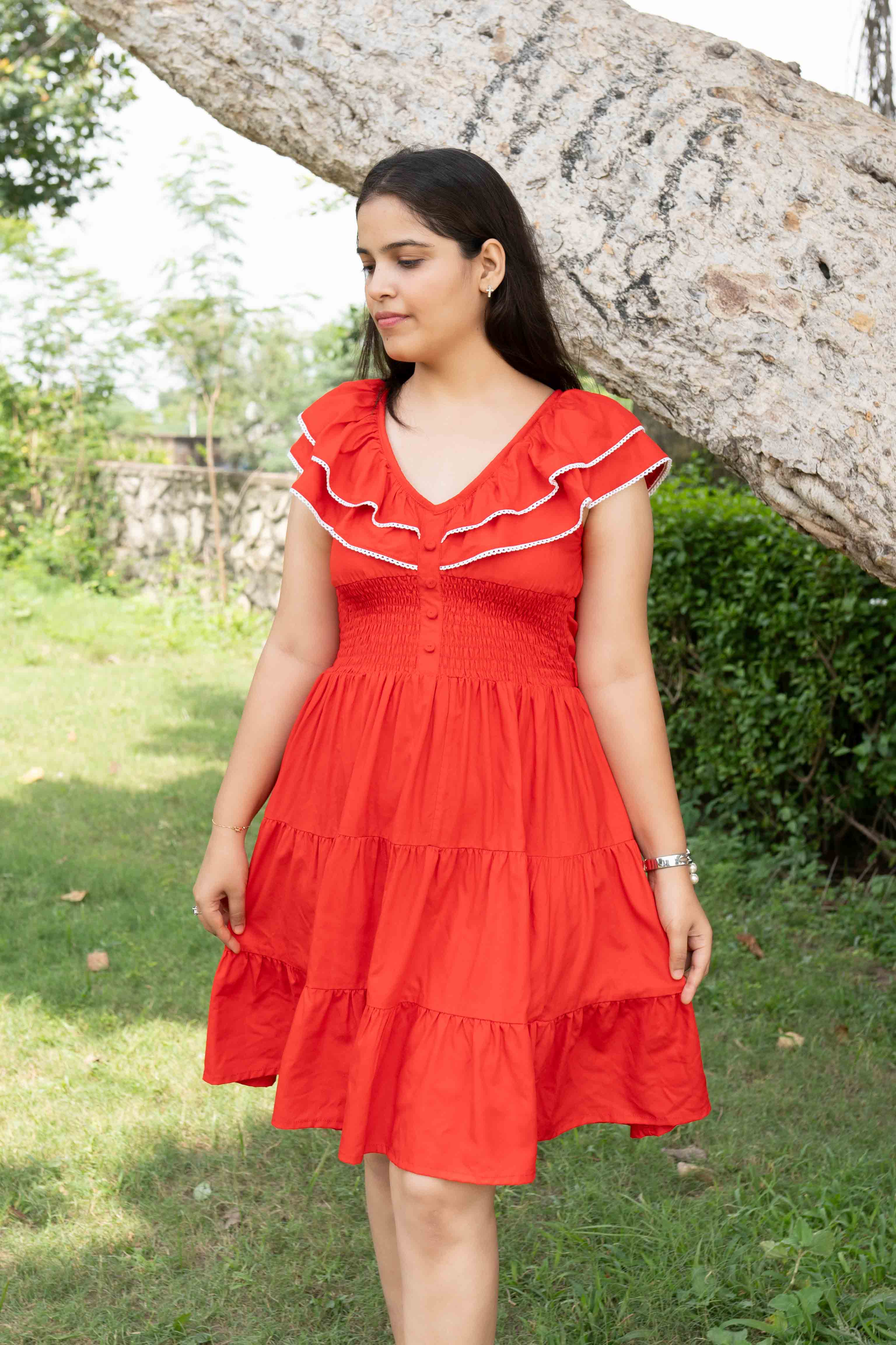 Red lace dress