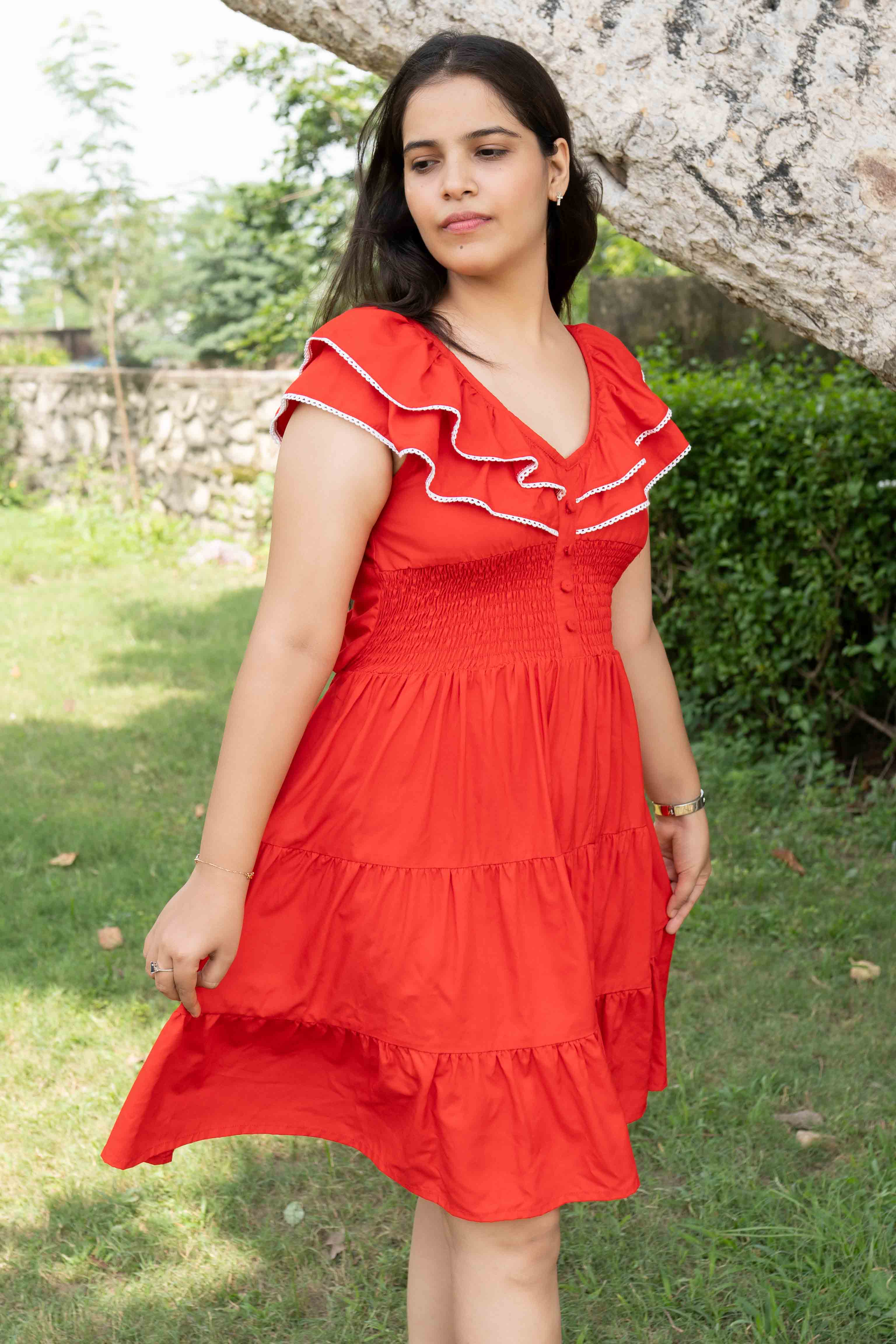 Red lace dress