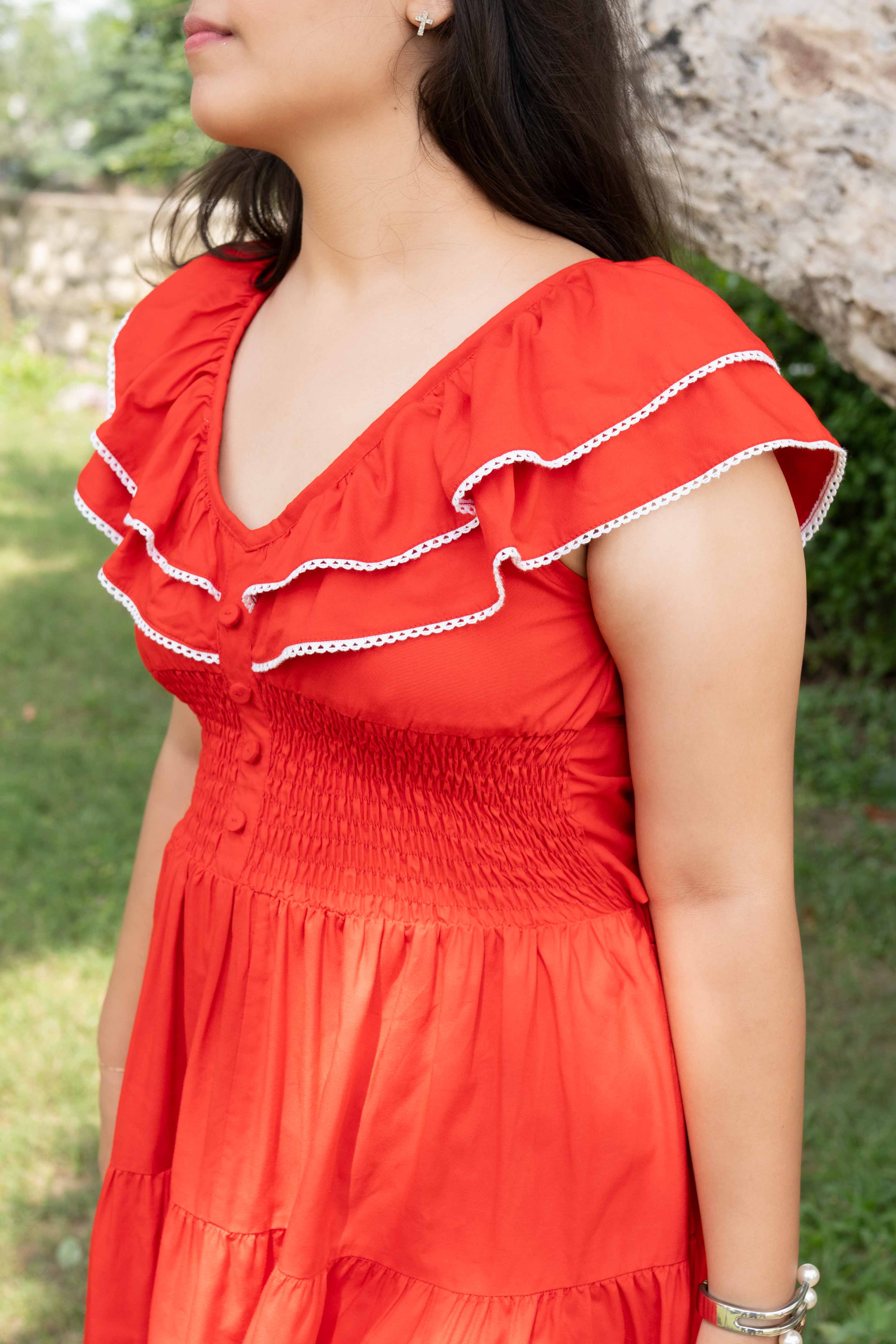 Red lace dress