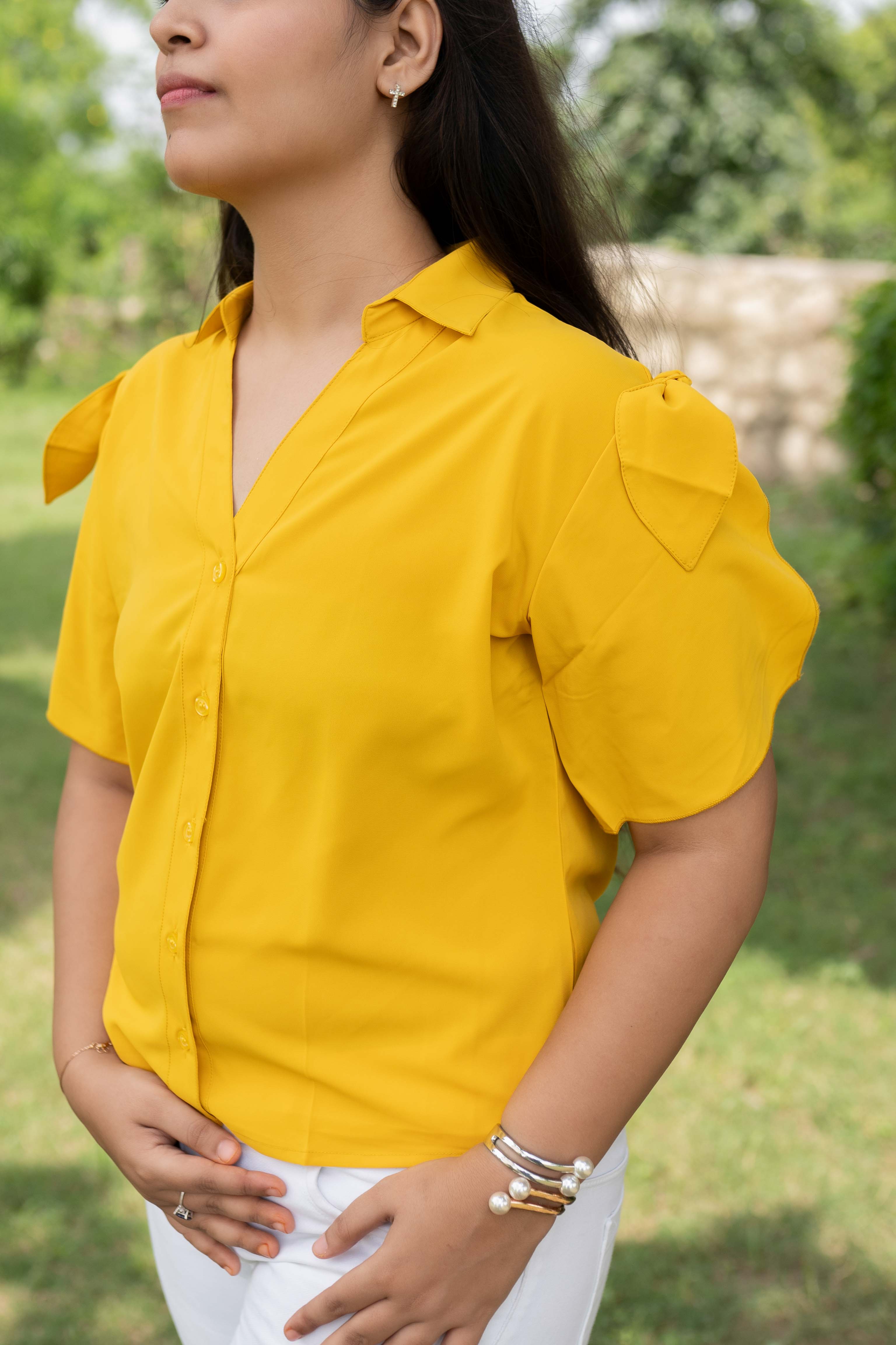 yellow shirt top