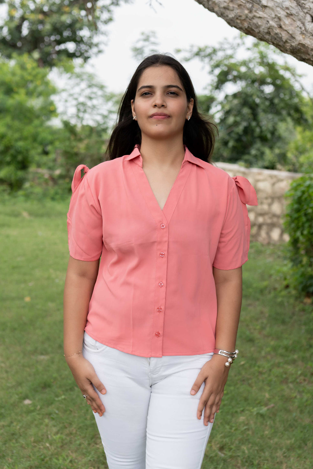 Peach shirt top