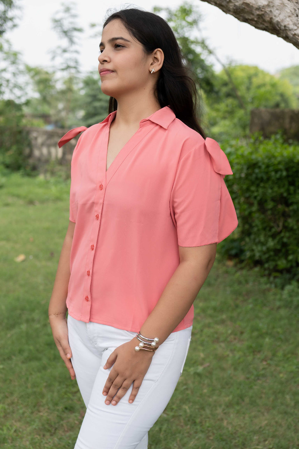 Peach shirt top