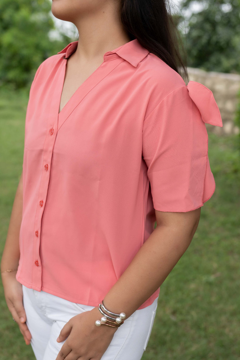 Peach shirt top
