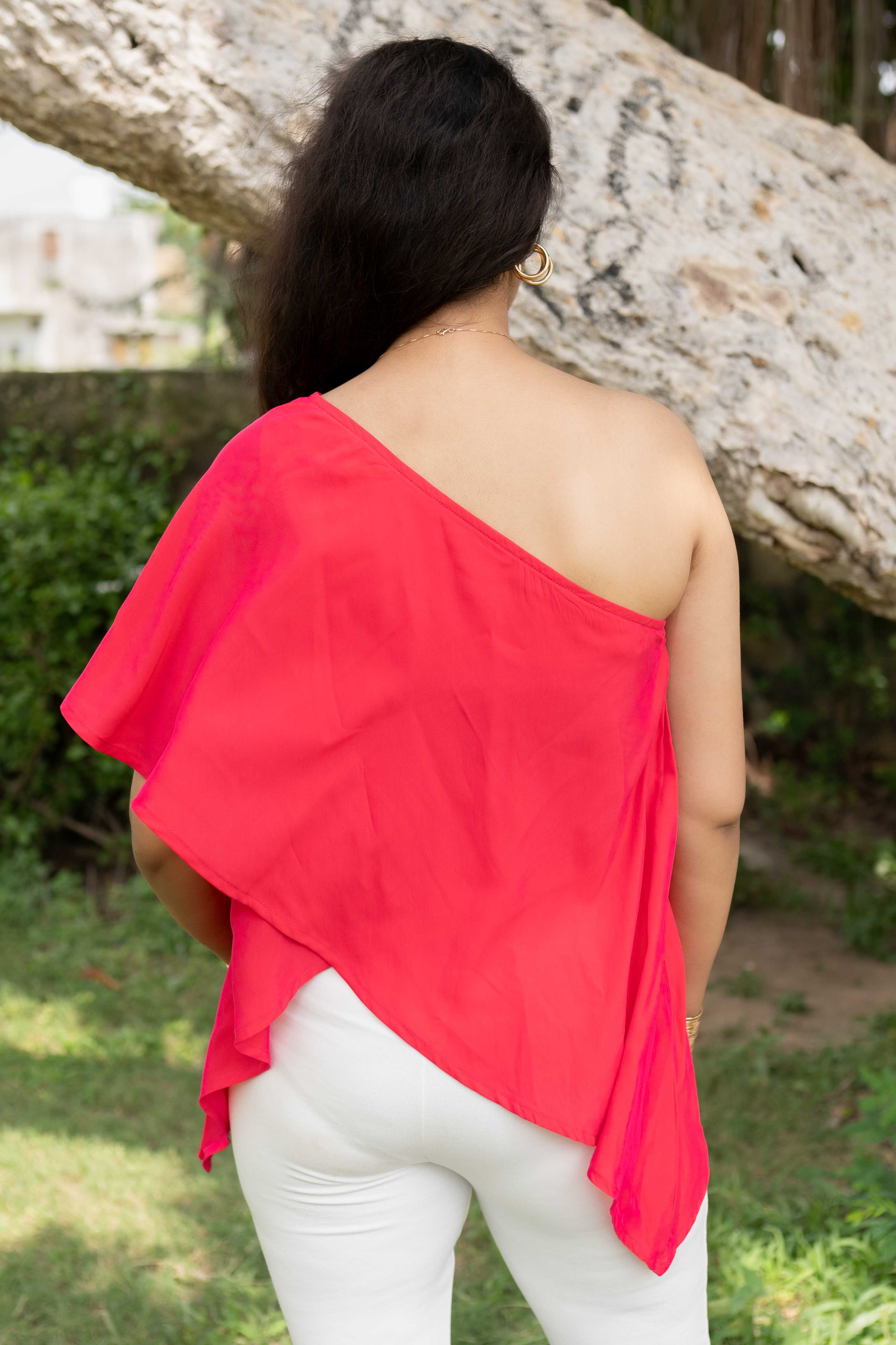 pink one shoulder top