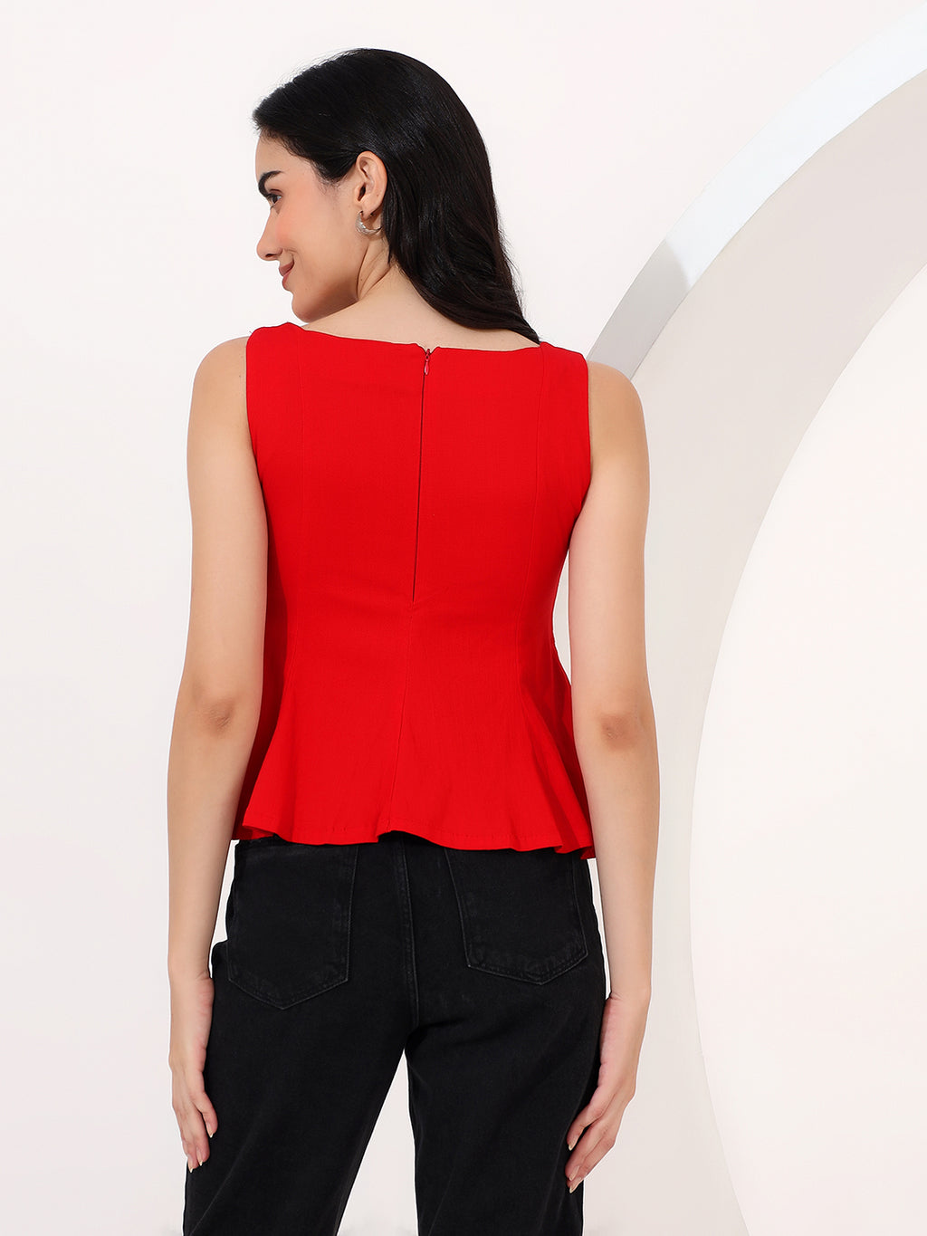 Red peplum top