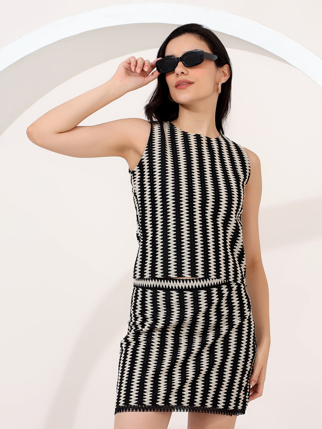 Two piece crochet zigzag set