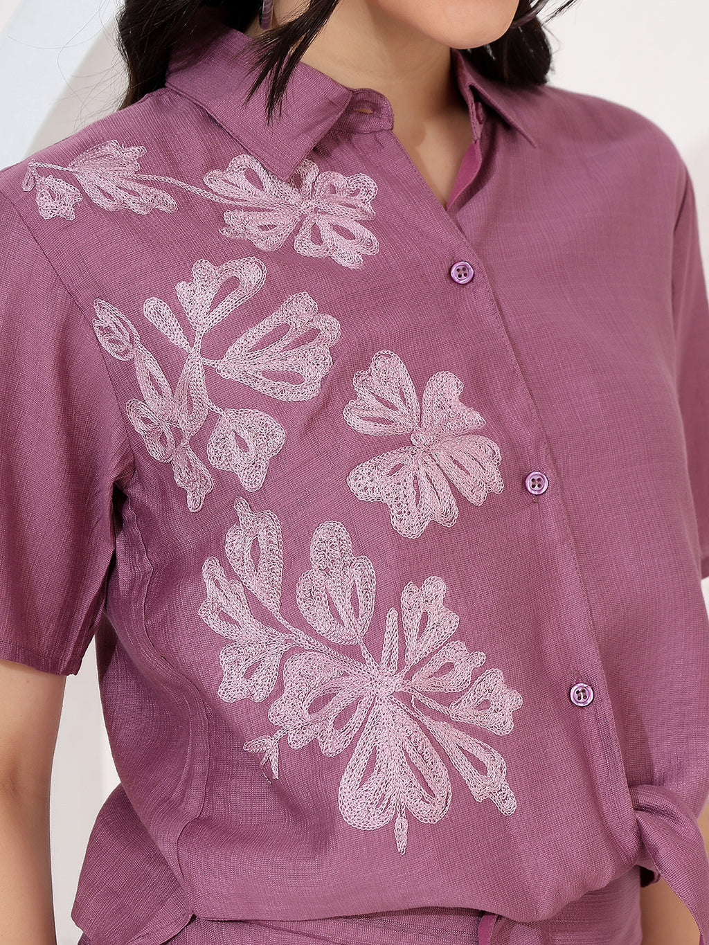 Purple embroided co-ord set