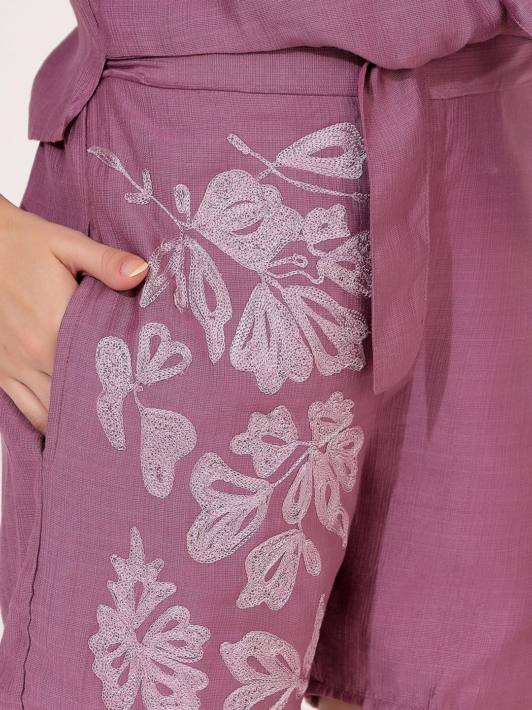Purple embroided co-ord set