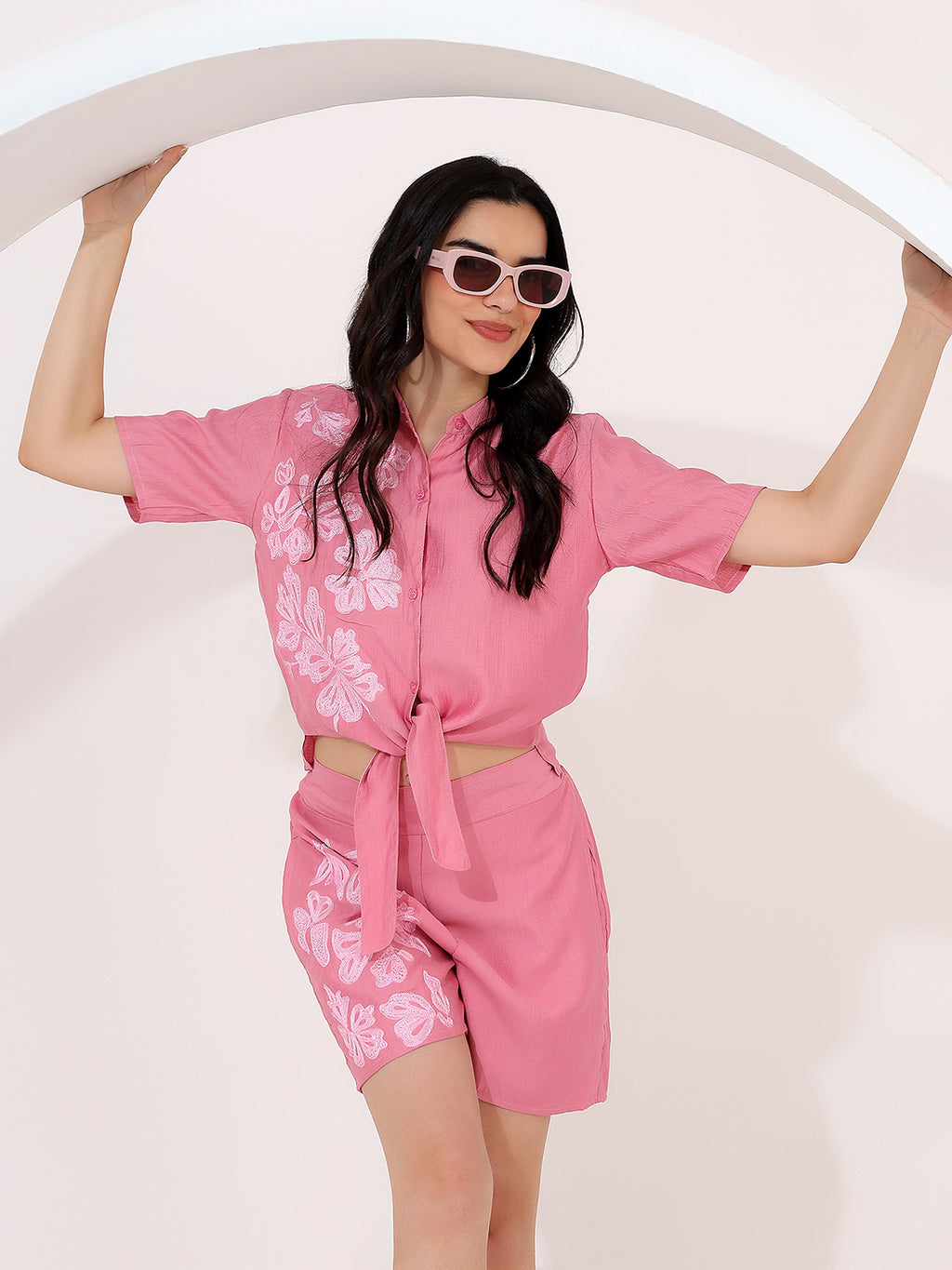 Mauve embroided cord set