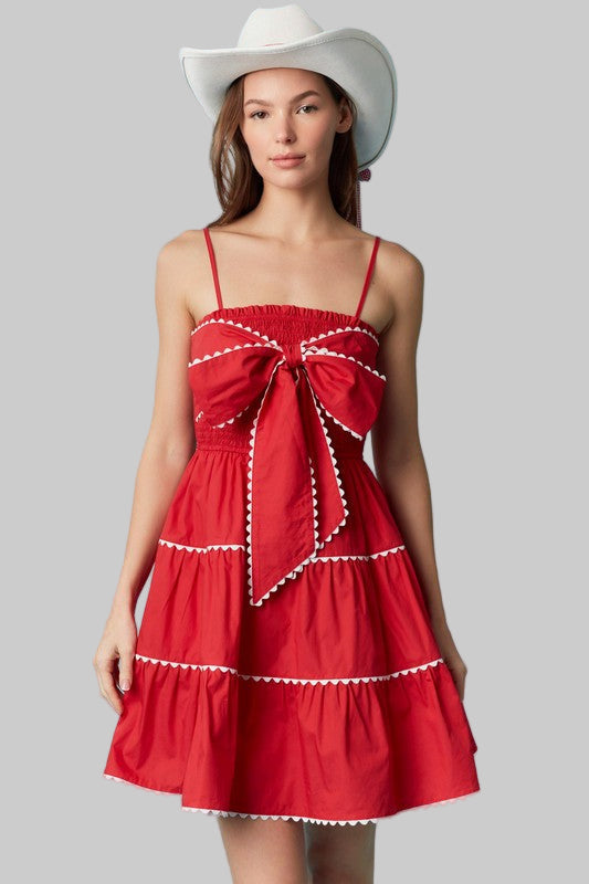 Bright red bow dress
