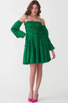 Green cotton dress  with detachable sleeves